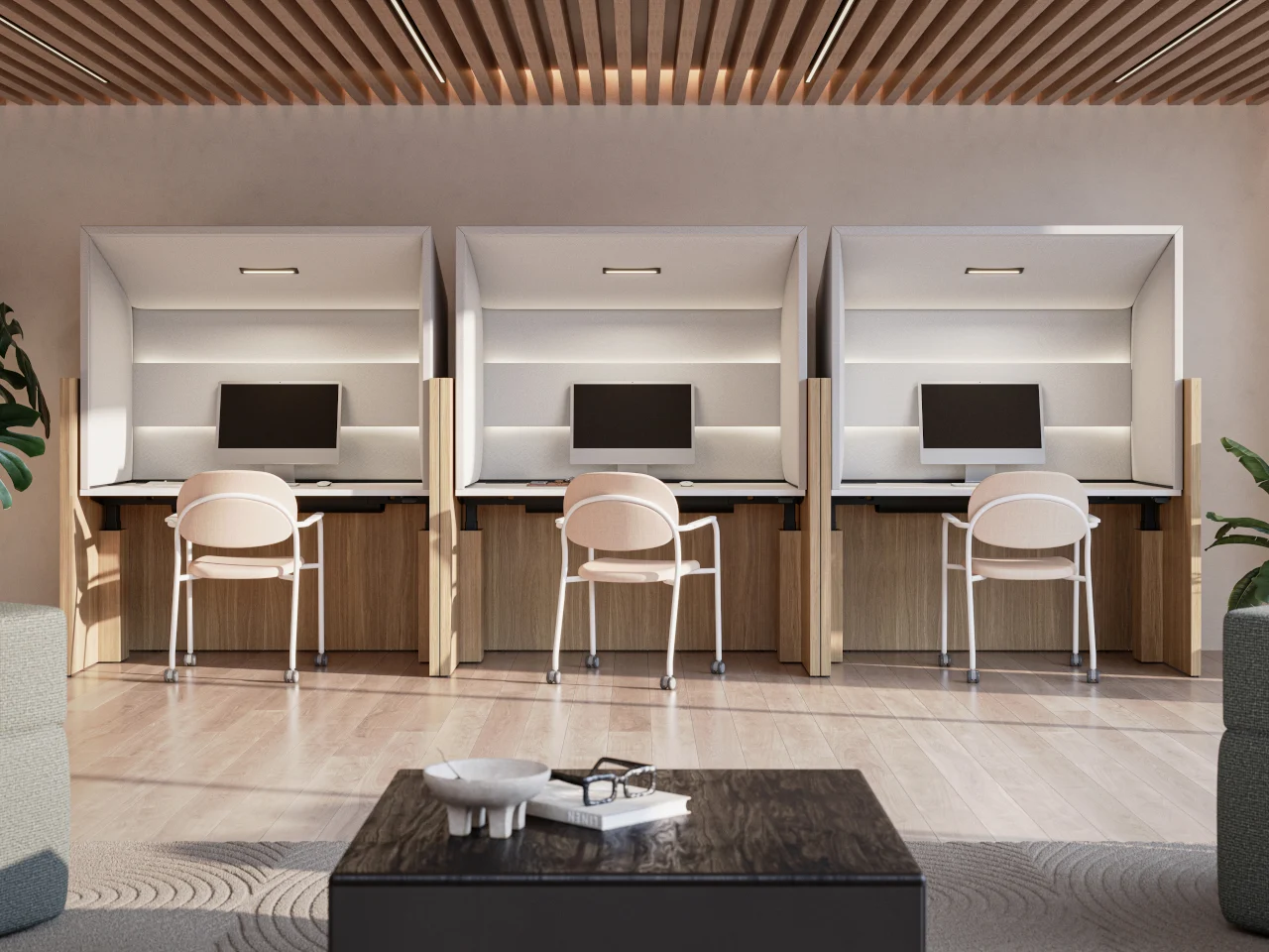 Soft Bag Sound Insulation Cover，Freestanding Workstation，Gensler，Open office，Focus on space，