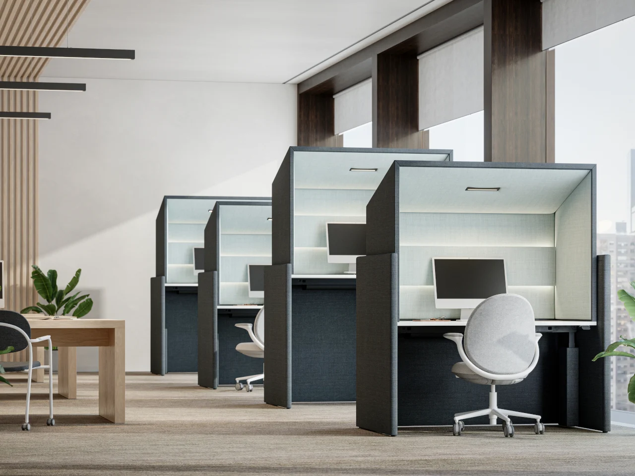 Soft Bag Sound Insulation Cover，Freestanding Workstation，Gensler，Open office，Focus on space，
