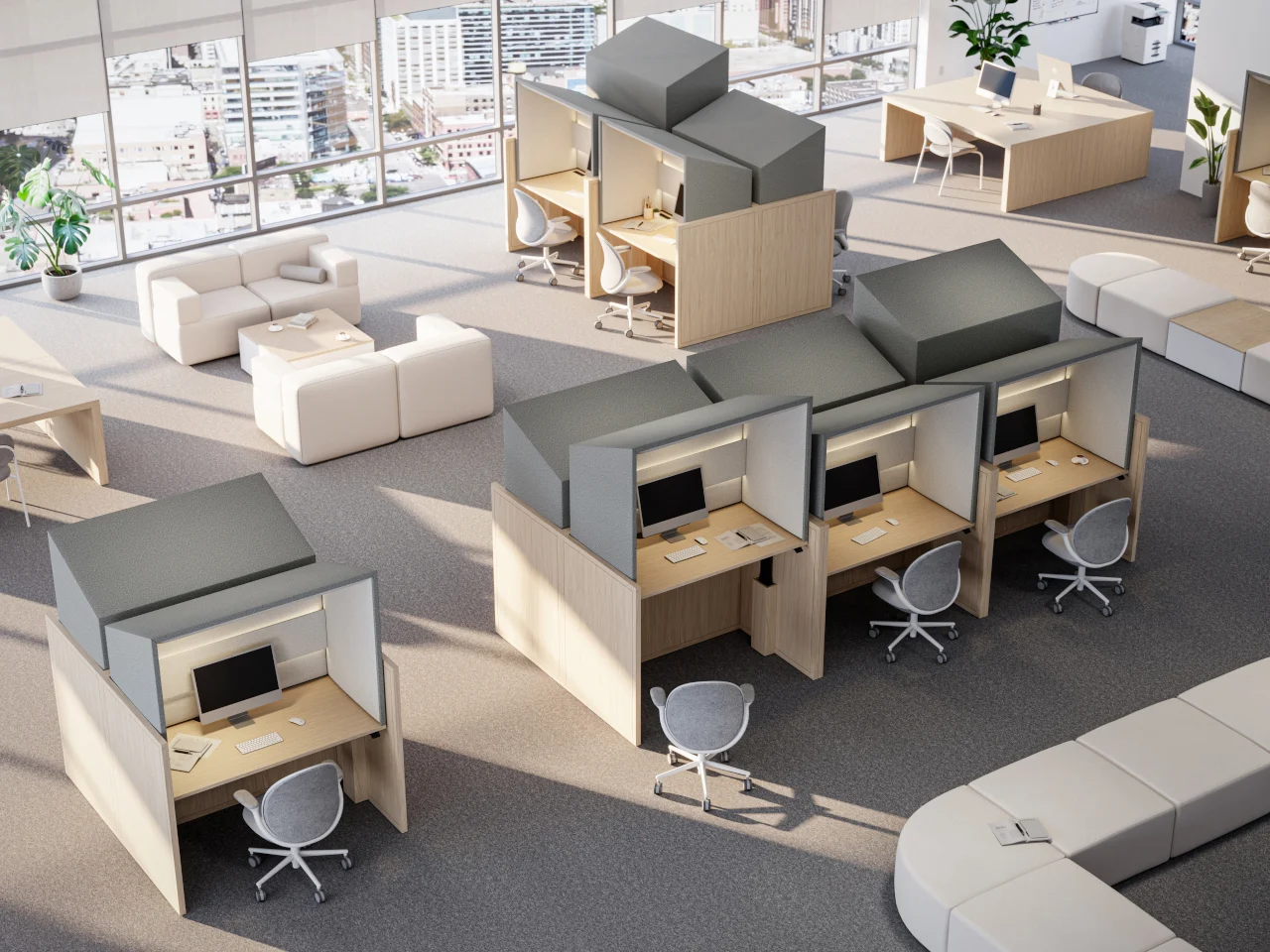 Soft Bag Sound Insulation Cover，Freestanding Workstation，Gensler，Open office，Focus on space，