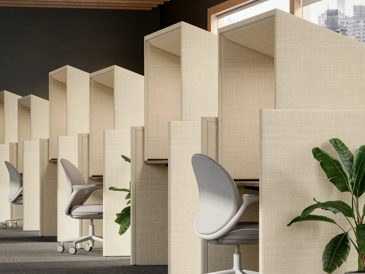 Soft Bag Sound Insulation Cover，Freestanding Workstation，Gensler，Open office，Focus on space，