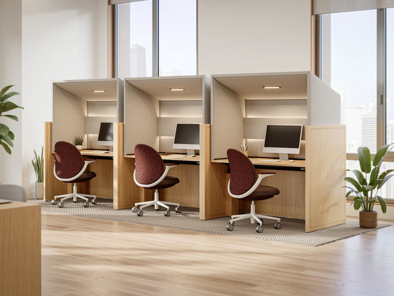 Soft Bag Sound Insulation Cover，Freestanding Workstation，Gensler，Open office，Focus on space，