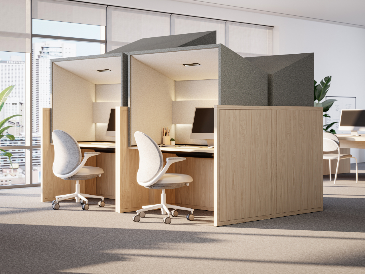 Soft Bag Sound Insulation Cover，Freestanding Workstation，Gensler，Open office，Focus on space，