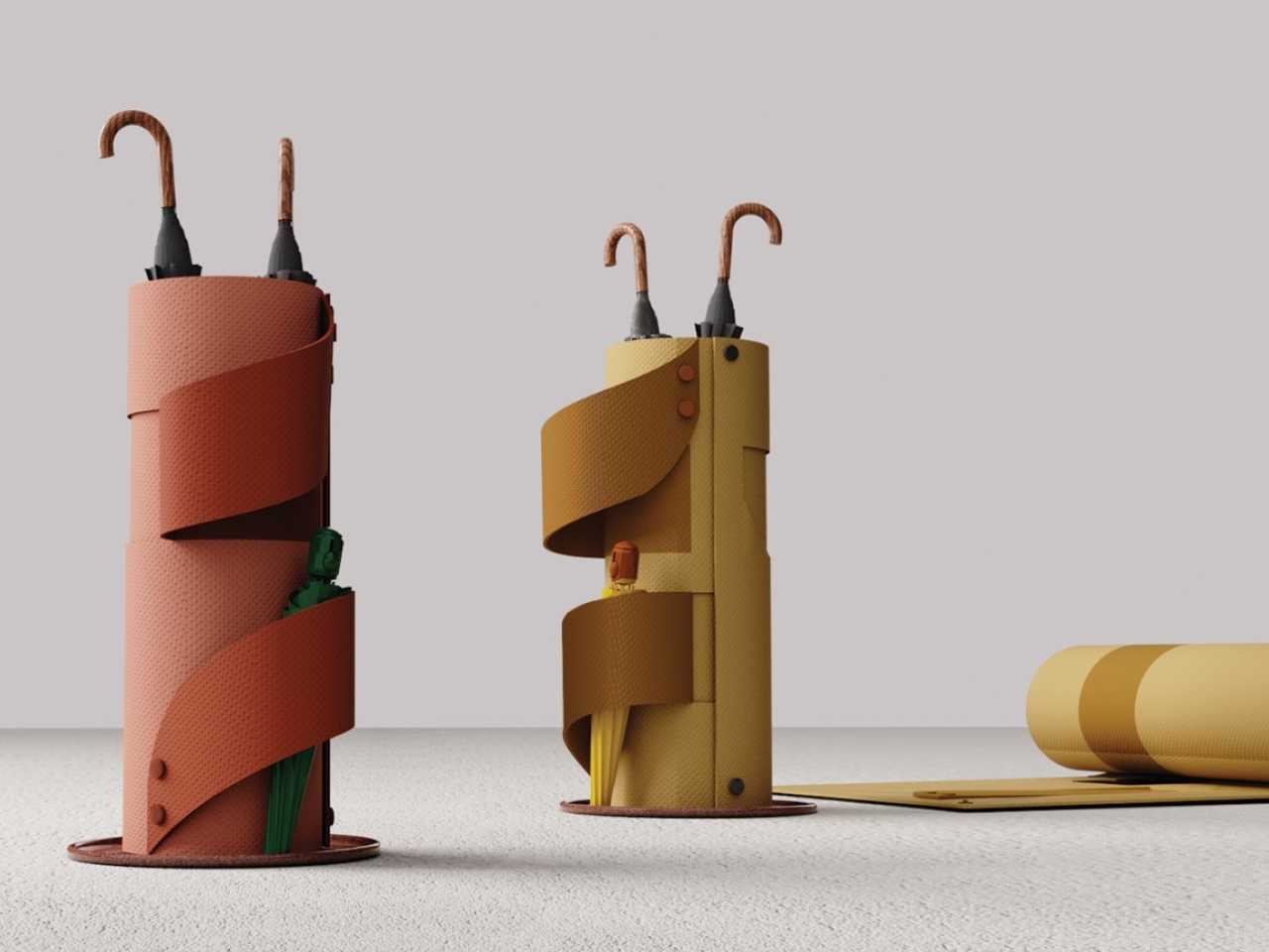 Situational Furniture，Rollable umbrella stand，EVA foam，terracotta absorbent bottom，