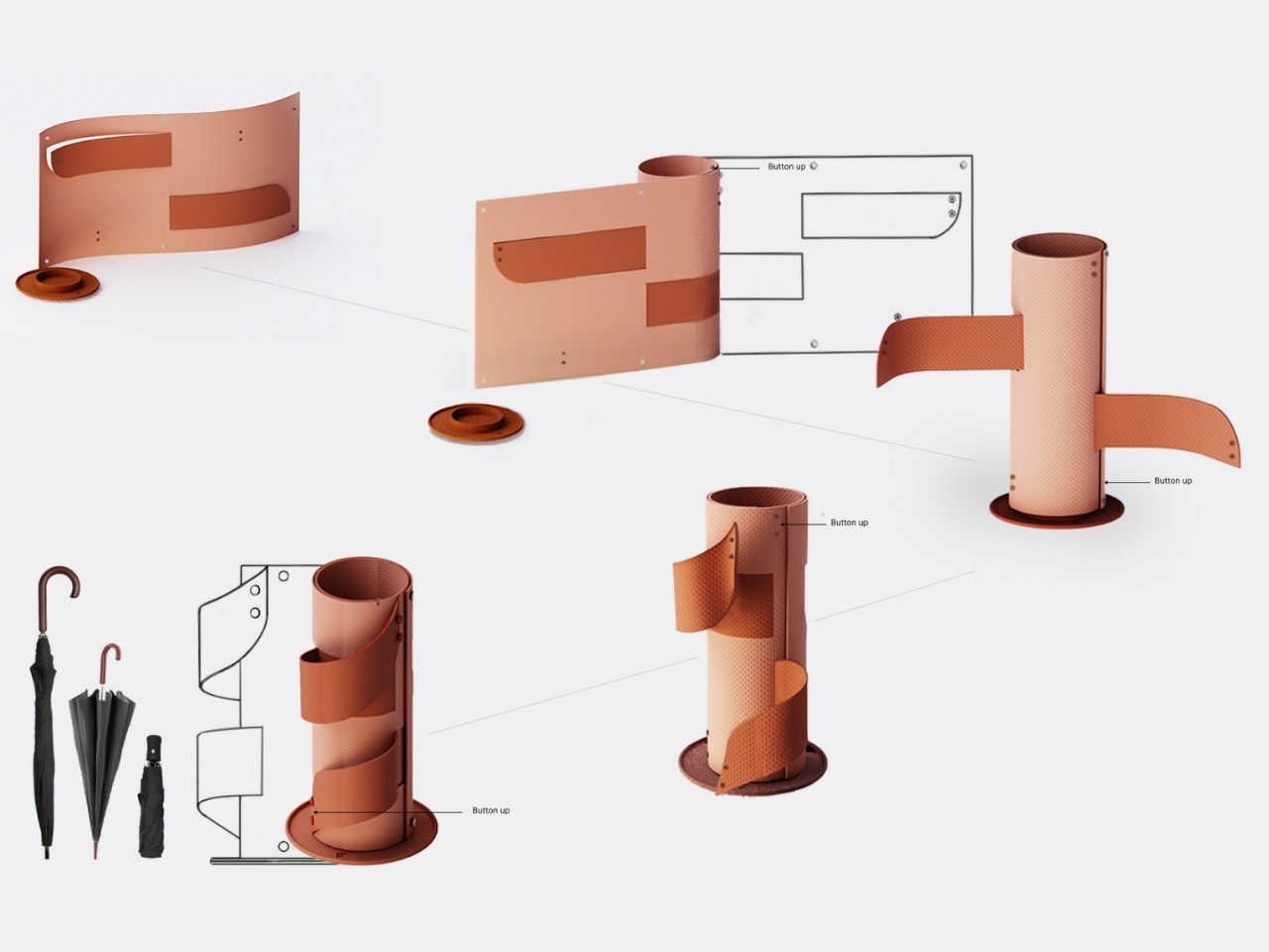 Situational Furniture，Rollable umbrella stand，EVA foam，terracotta absorbent bottom，