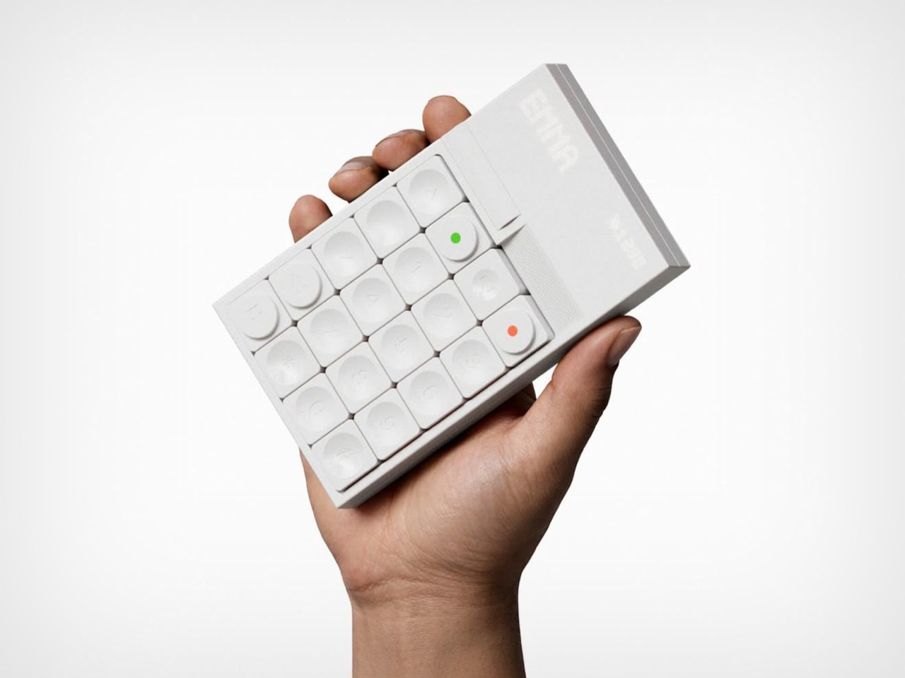 Minimalist concept phone，EMMA，No screen，industrial design，Braun Bauhaus，