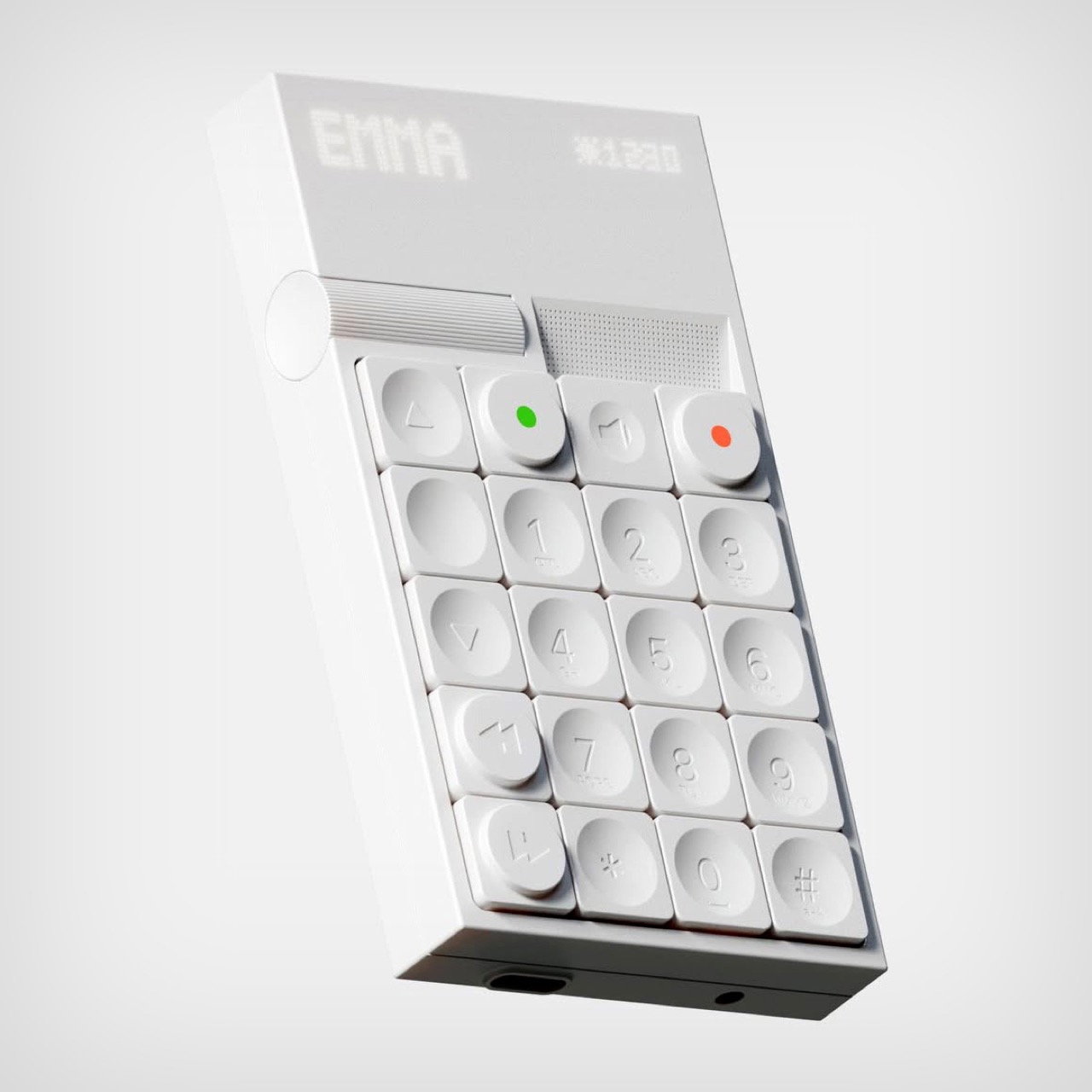 Minimalist concept phone，EMMA，No screen，industrial design，Braun Bauhaus，