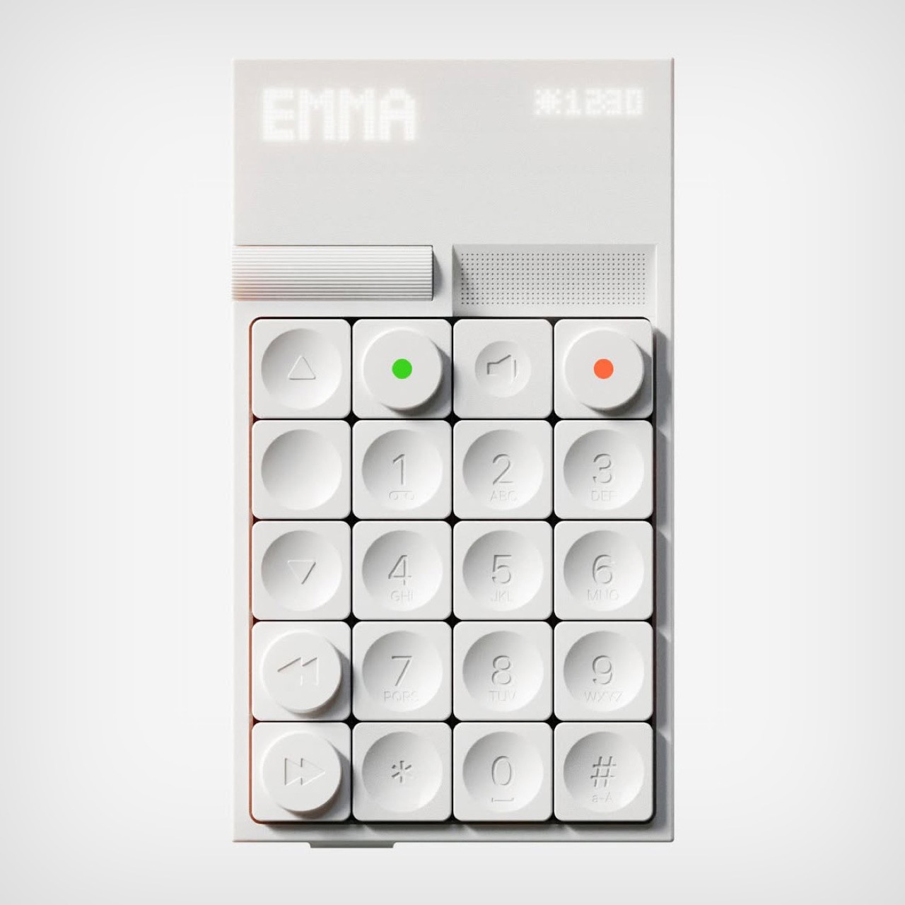 Minimalist concept phone，EMMA，No screen，industrial design，Braun Bauhaus，