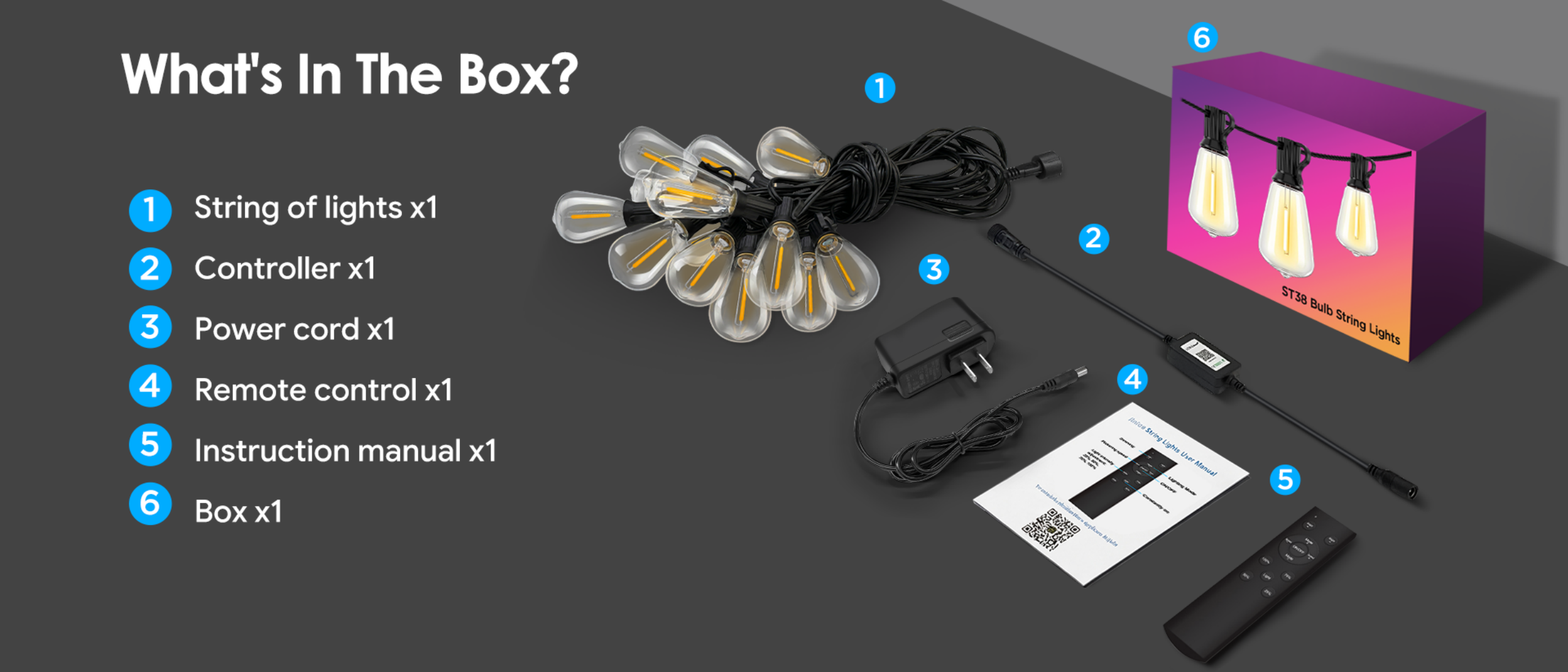 ST38 Bluetooth Outdoor String Lights，Bluetooth light string，Outdoor light string，