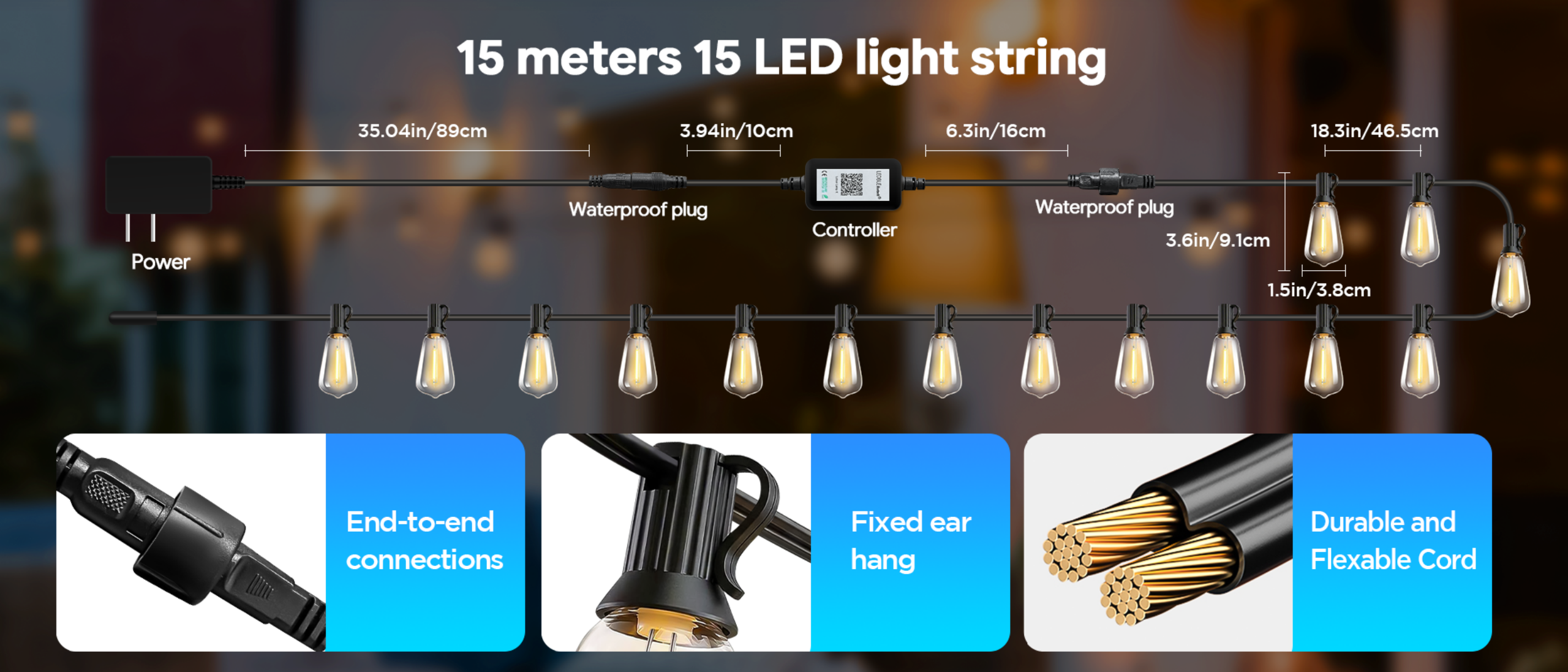 ST38 Bluetooth Outdoor String Lights，Bluetooth light string，Outdoor light string，