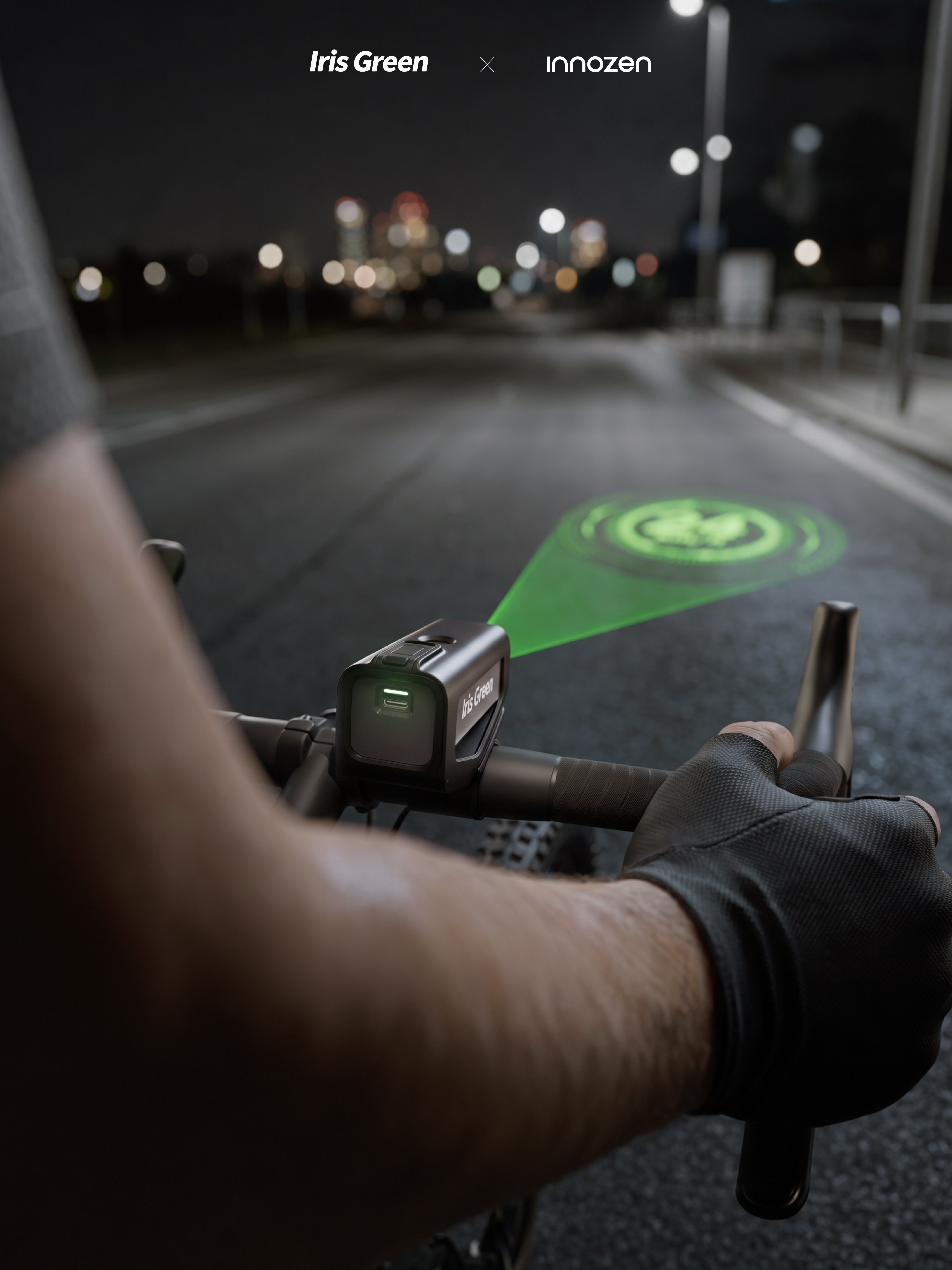 Italian design，IrisGreen，Kickstarter，innozendesign，HUD，Bike navigation，Highway Night Ride，Night Ride Essential，