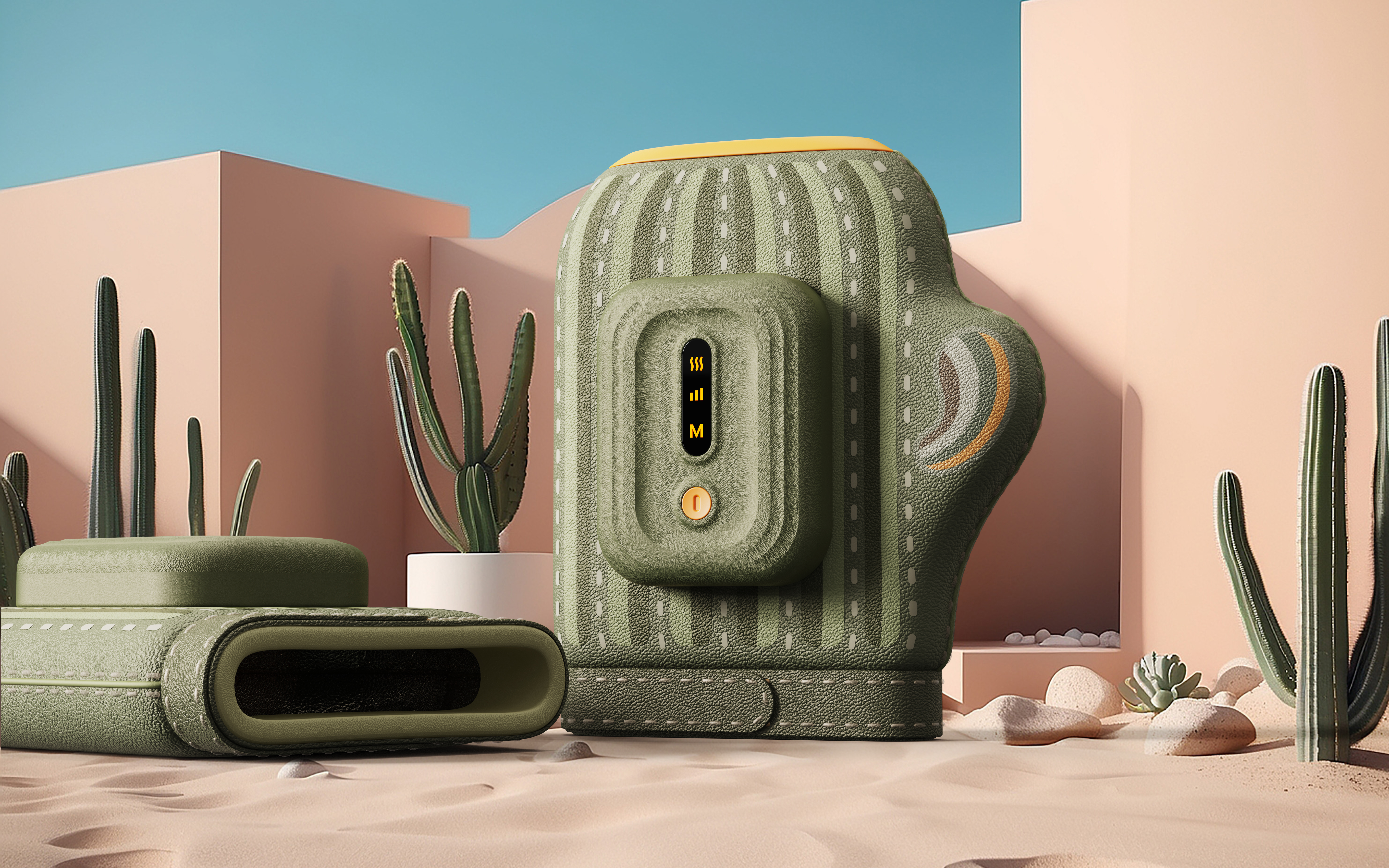 cactus，Immortal Story，Hand massage instrument，Color contrast design，Leather surface，Personal care products，Maiden heart，Full of vitality，