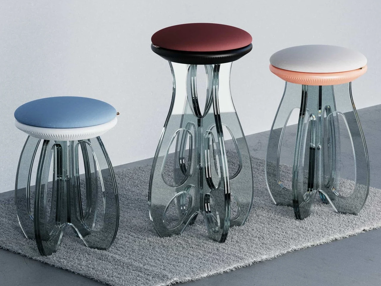 furniture design ，Tempered glass，3D printing，House of Sach，Tide Stool，