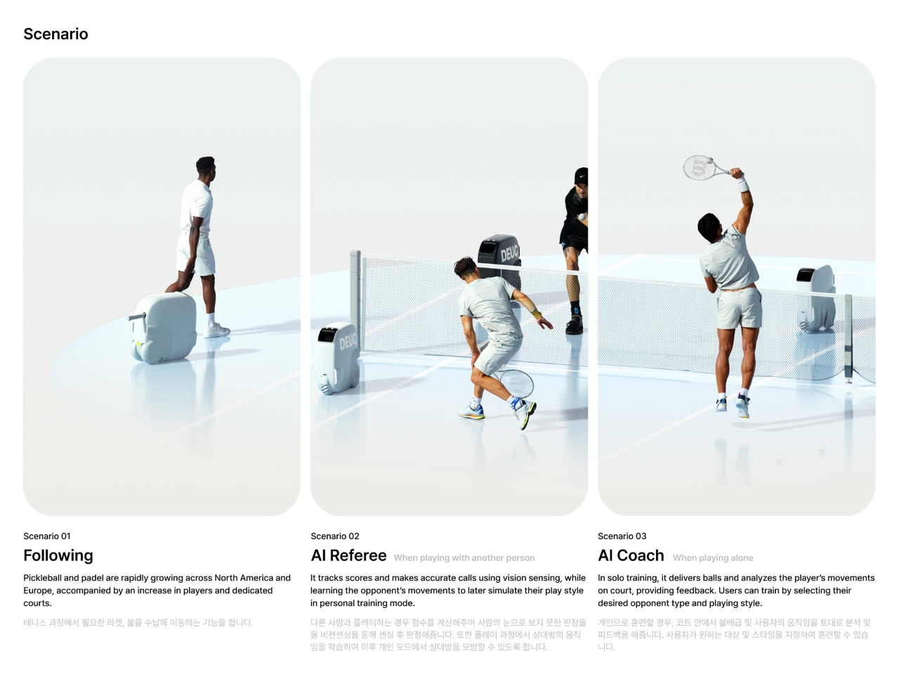 Tennis Robot，Smart Referee，Multipurpose，Stadium Assistant，Human computer interaction design，