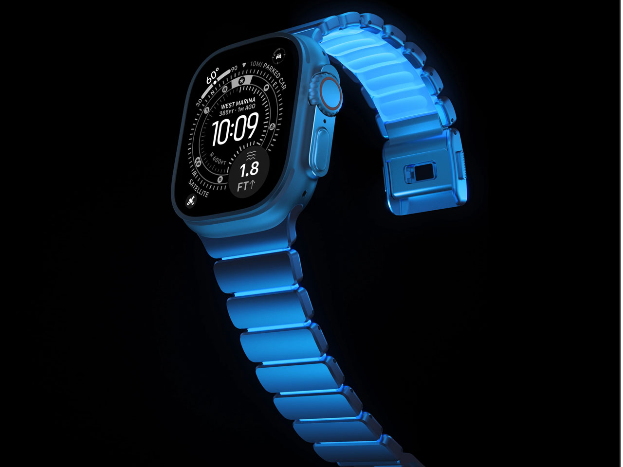 Nomad Stratos Band，Icy Blue Glow，Ultra Strap，Grade 4，titanium alloy，