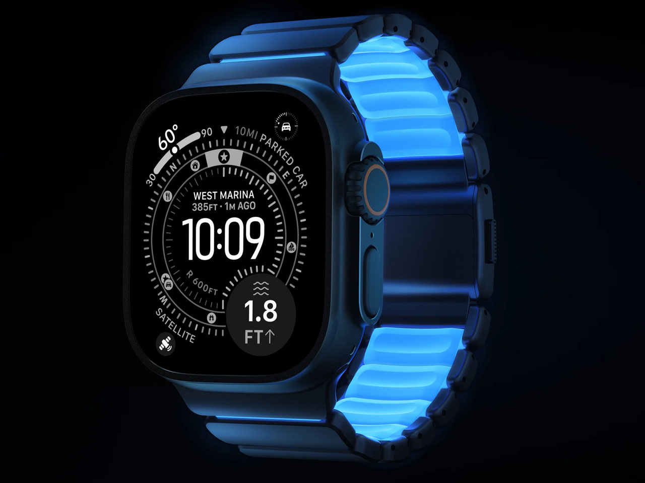 Nomad Stratos Band，Icy Blue Glow，Ultra Strap，Grade 4，titanium alloy，
