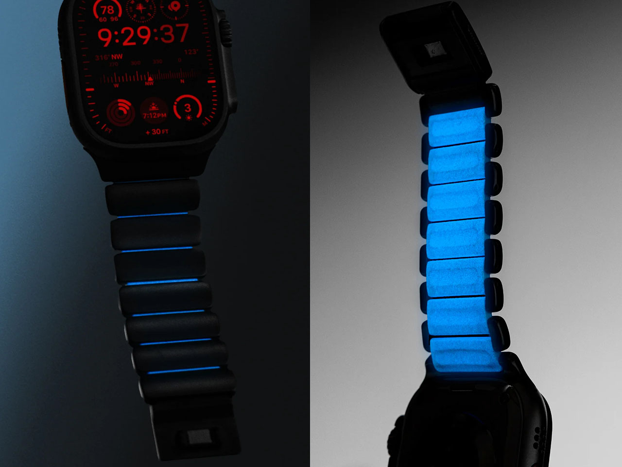 Nomad Stratos Band，Icy Blue Glow，Ultra Strap，Grade 4，titanium alloy，