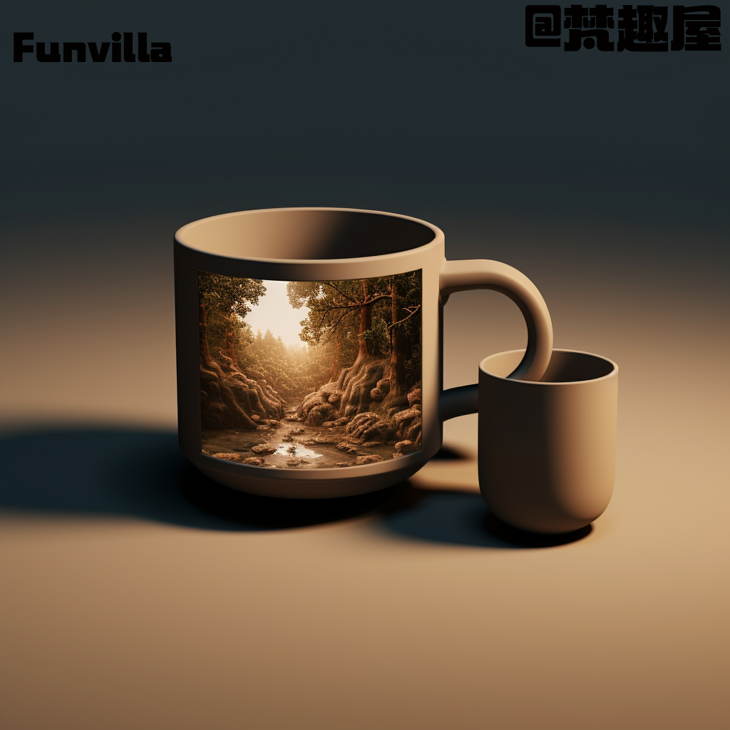 product design，Ceramic water cup，3D rendering，Tabletop decoration，