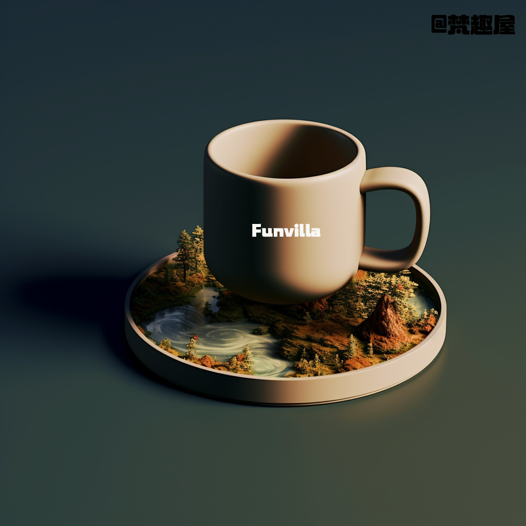 product design，Ceramic water cup，3D rendering，Tabletop decoration，