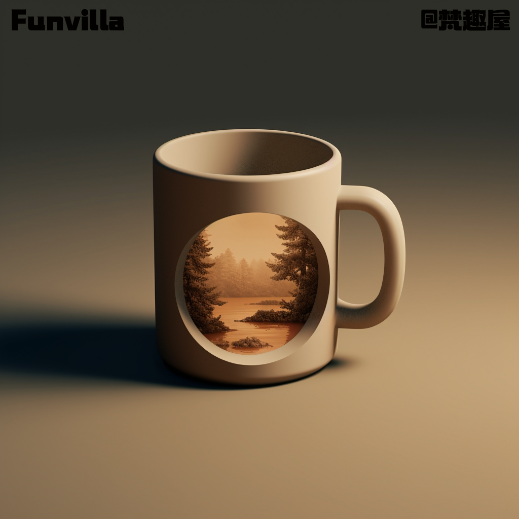product design，Ceramic water cup，3D rendering，Tabletop decoration，