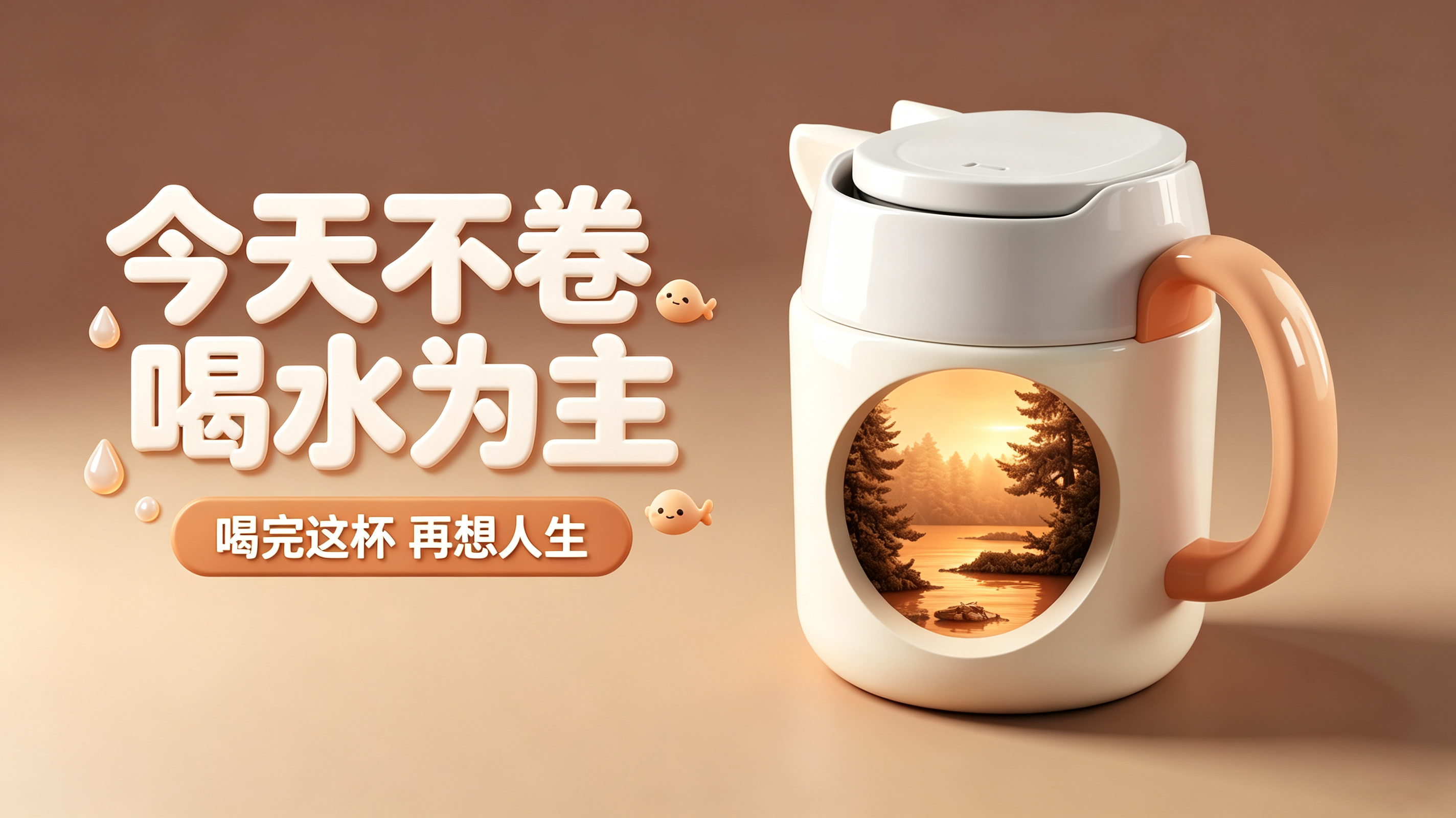 product design，Ceramic water cup，3D rendering，Tabletop decoration，