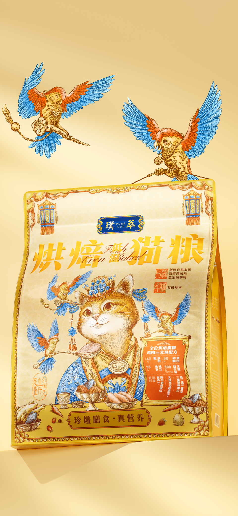 Pet Food Packaging Design，Packaging Design for Fast-selling Products，packing design，Cat food packaging，Layout design，Packaging technology，Illustration design，3D rendering，