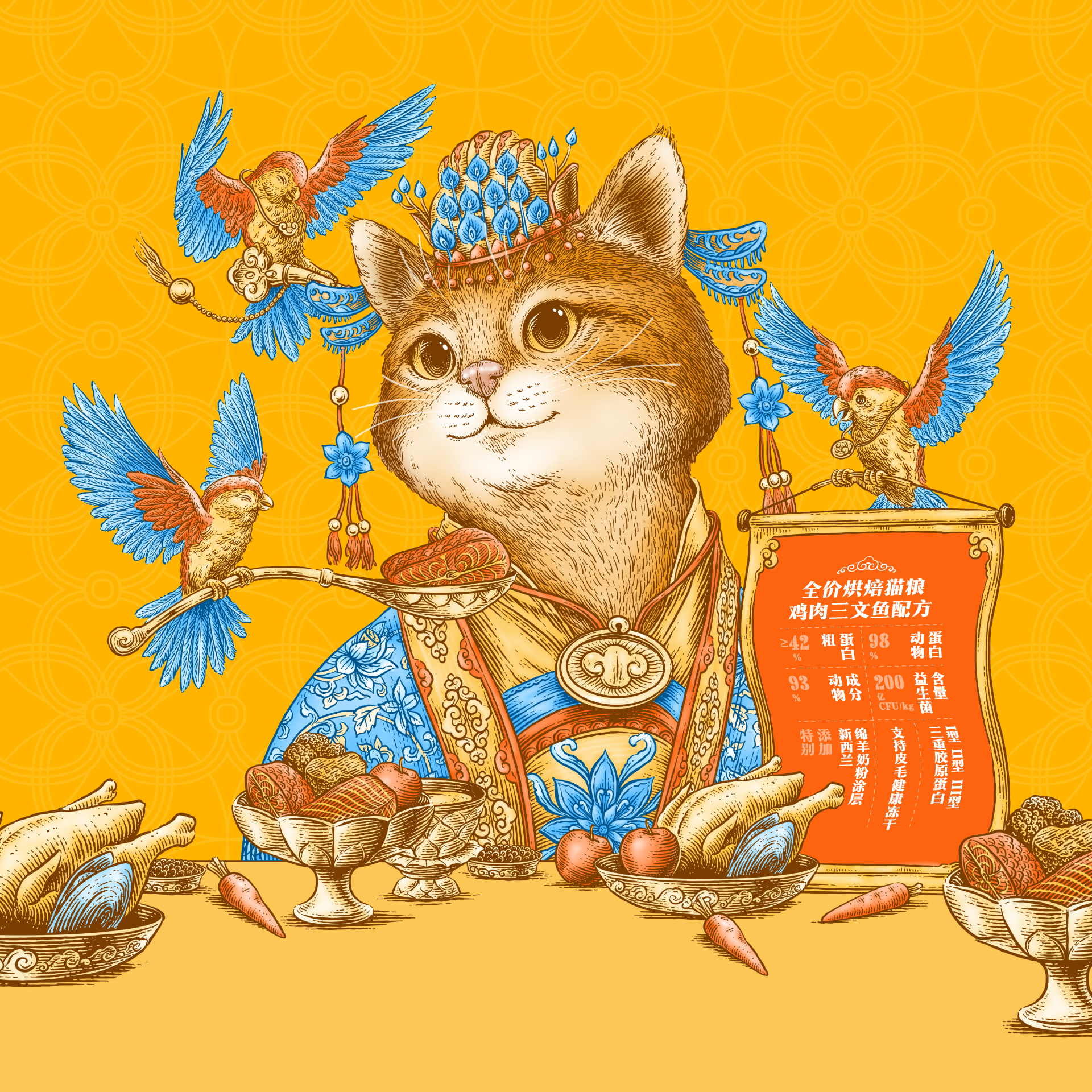Pet Food Packaging Design，Packaging Design for Fast-selling Products，packing design，Cat food packaging，Layout design，Packaging technology，Illustration design，3D rendering，