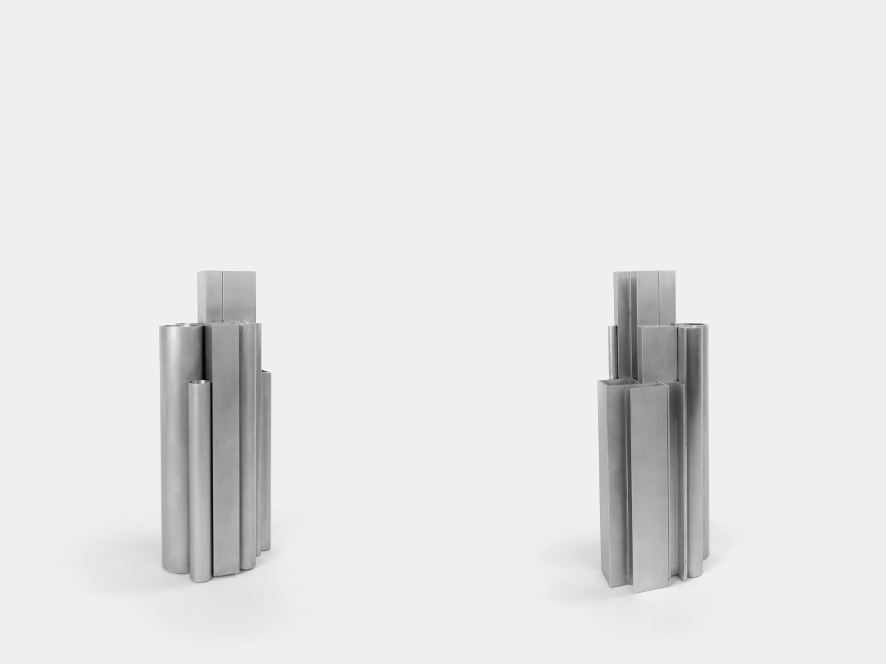 Offcut Aluminum Vase，Aluminium profile material，Recycling design，Industrial wind home，Metal floral ware，