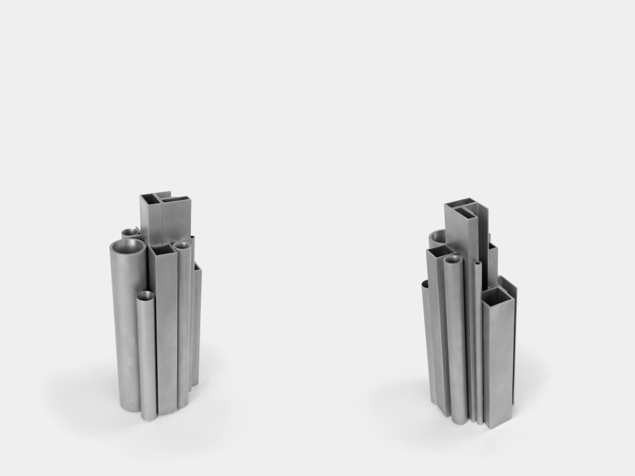 Offcut Aluminum Vase，Aluminium profile material，Recycling design，Industrial wind home，Metal floral ware，