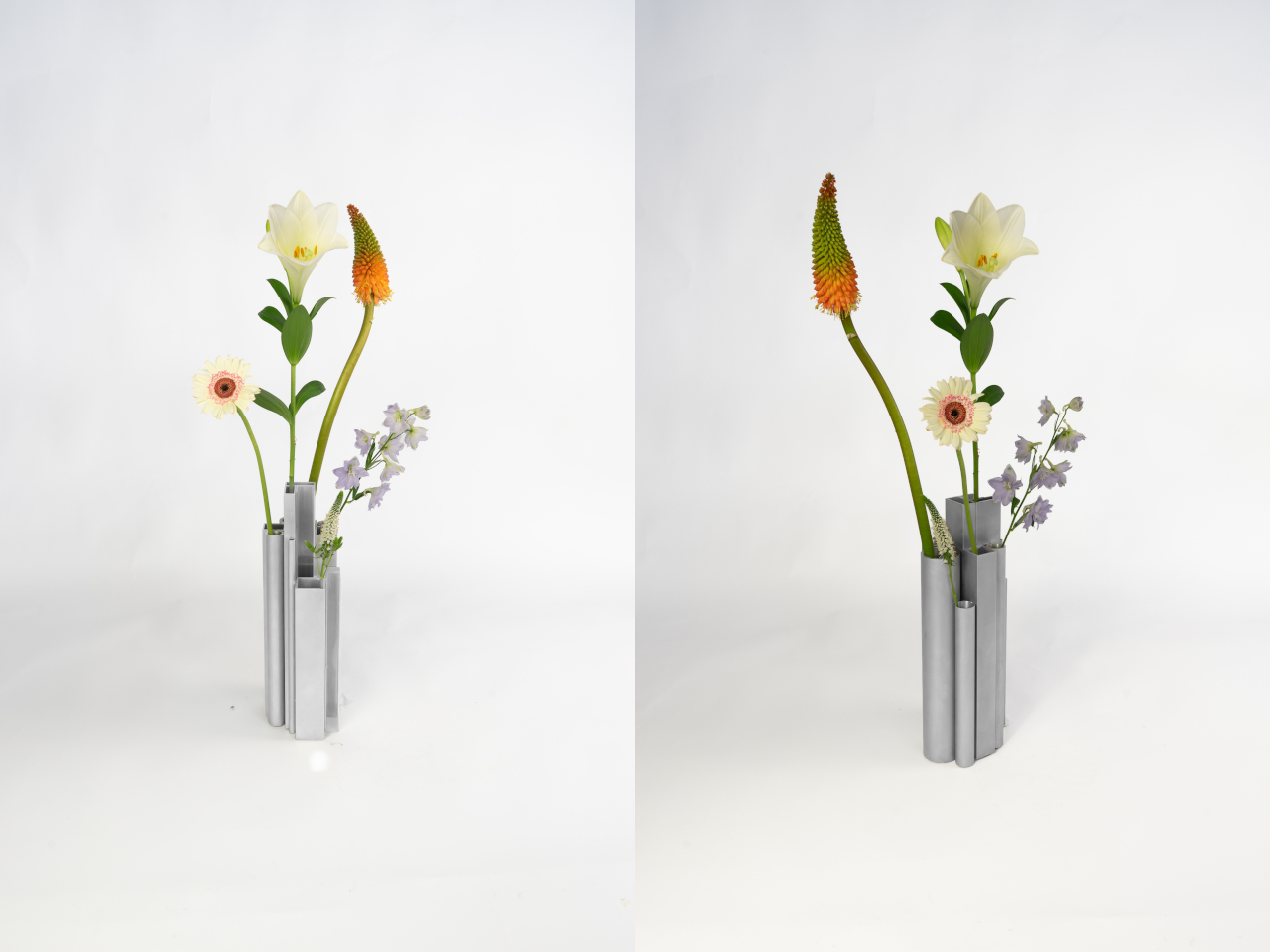 Offcut Aluminum Vase，Aluminium profile material，Recycling design，Industrial wind home，Metal floral ware，