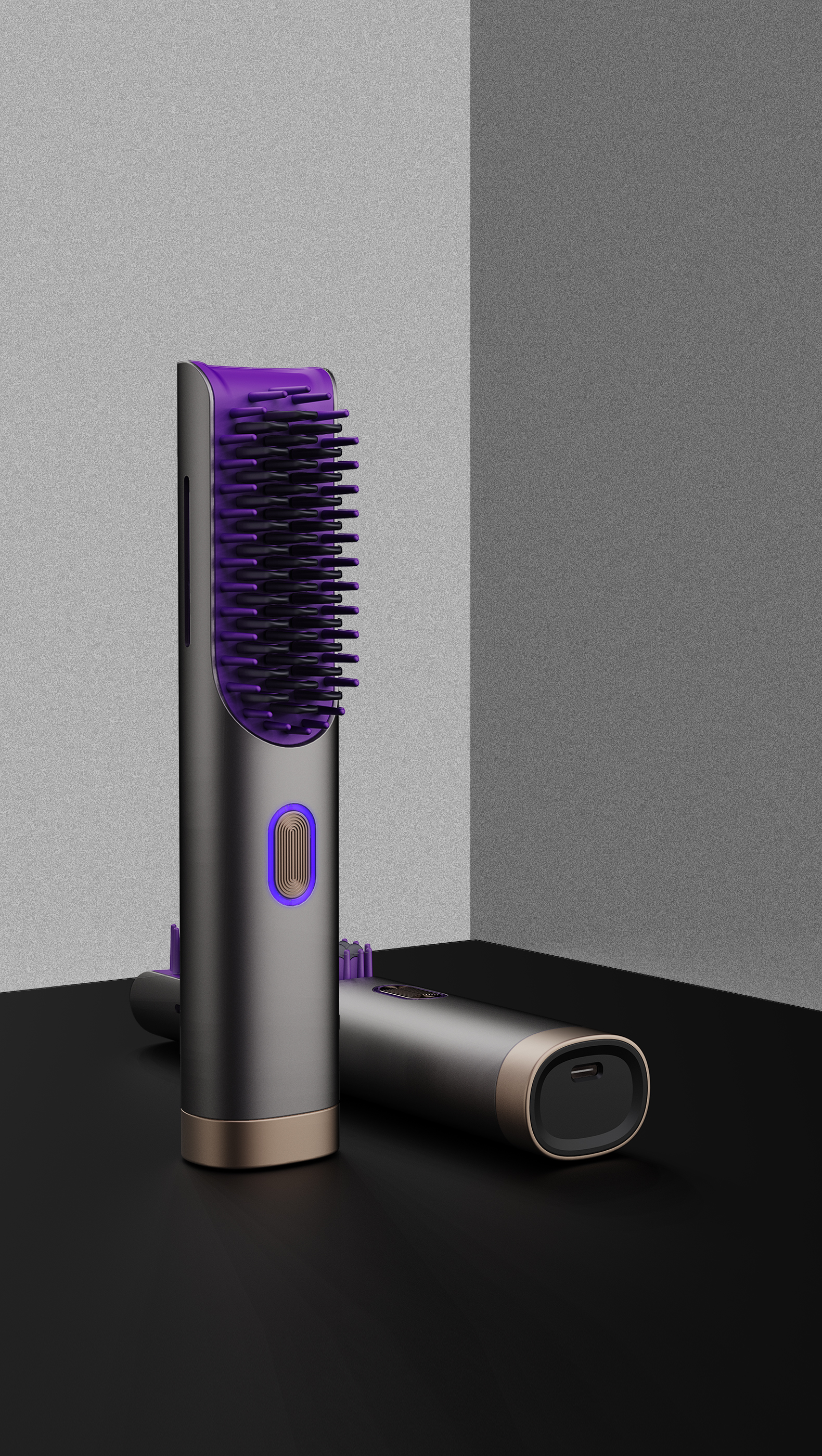 Personal care products，Minimalism，Straight hair comb，Metallic texture，Color contrast design，Advanced sense，Dyson wind，