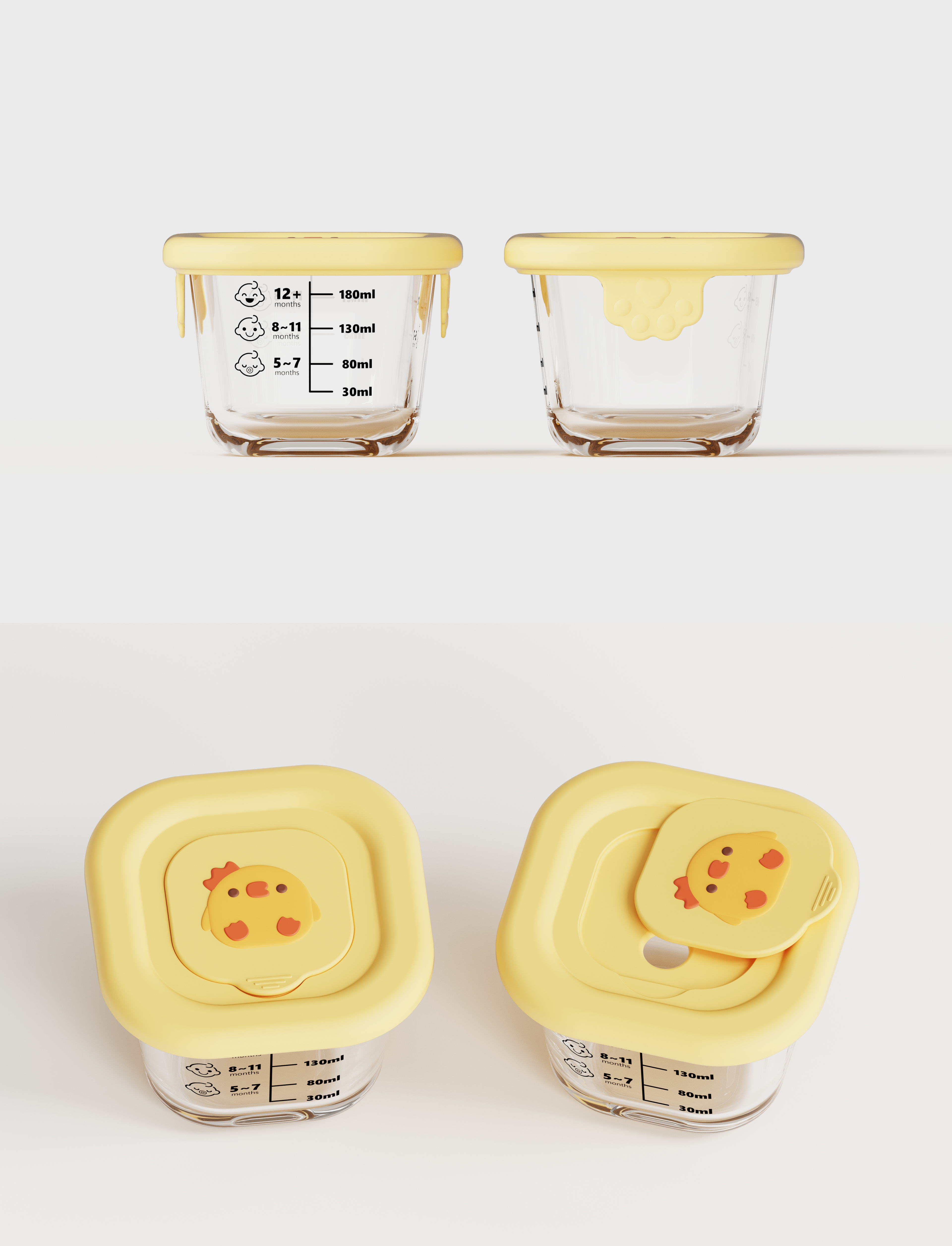 Supplementary food box，lovely，Glass food supplement box，Cartoon，