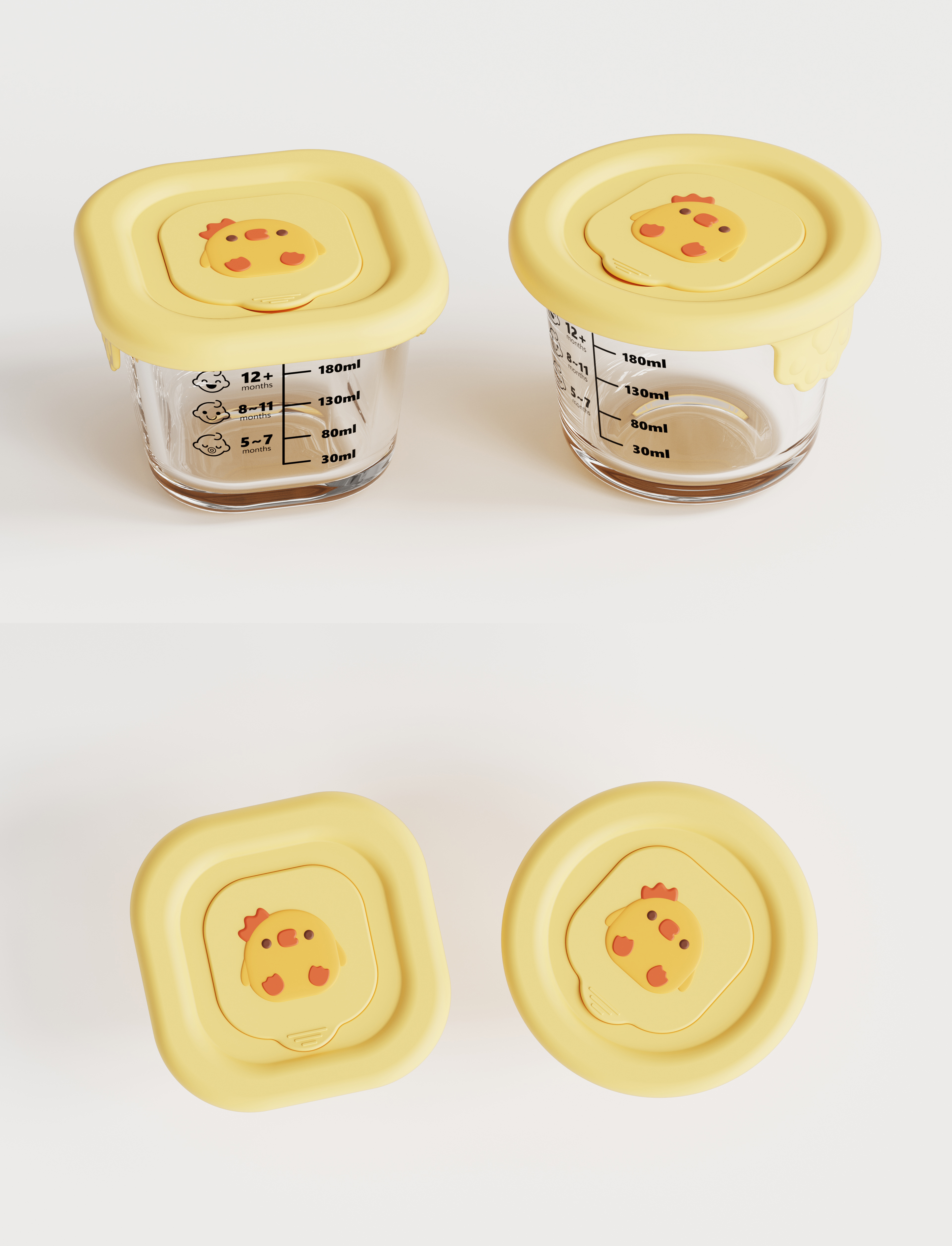 Supplementary food box，lovely，Glass food supplement box，Cartoon，
