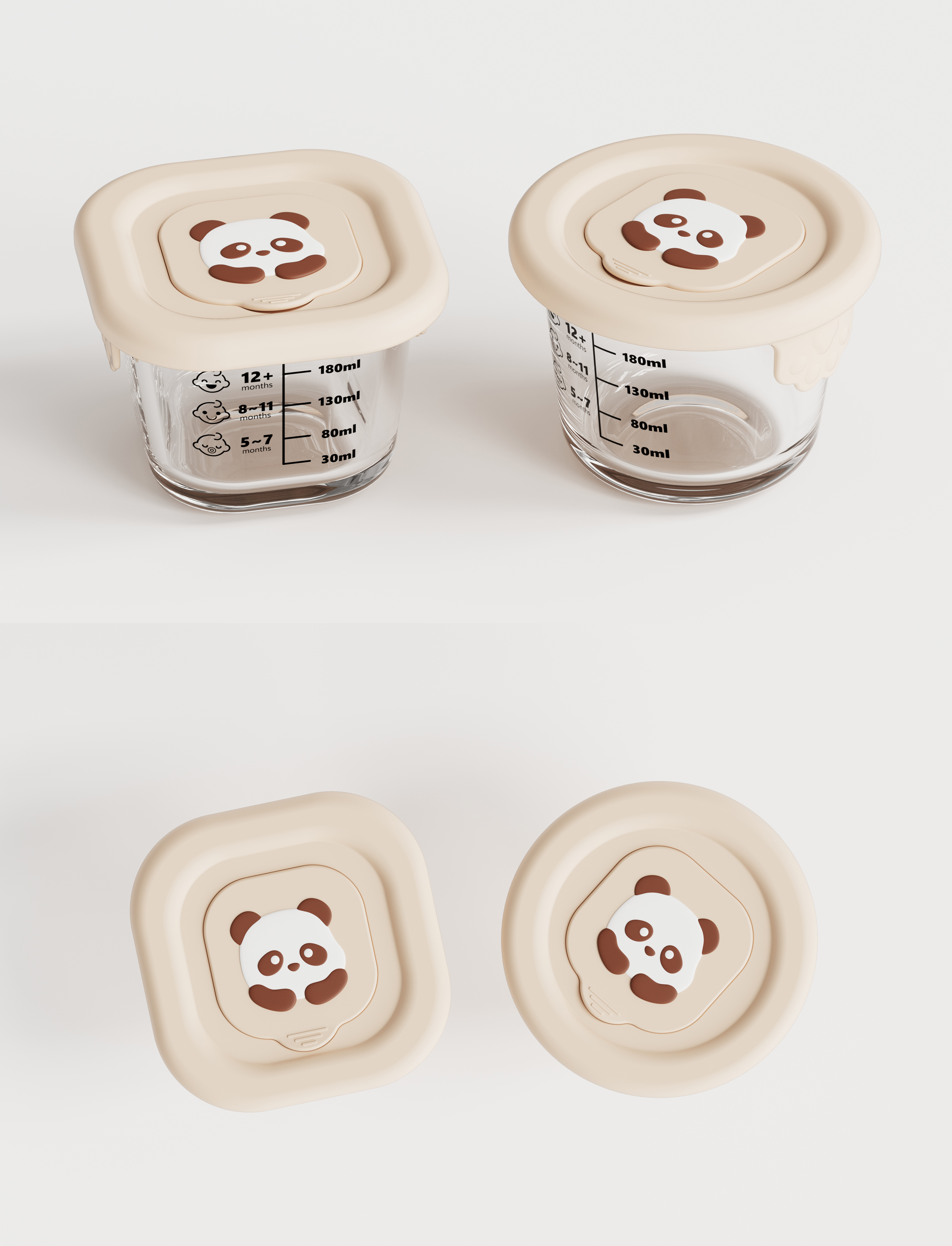 Supplementary food box，lovely，Glass food supplement box，Cartoon，