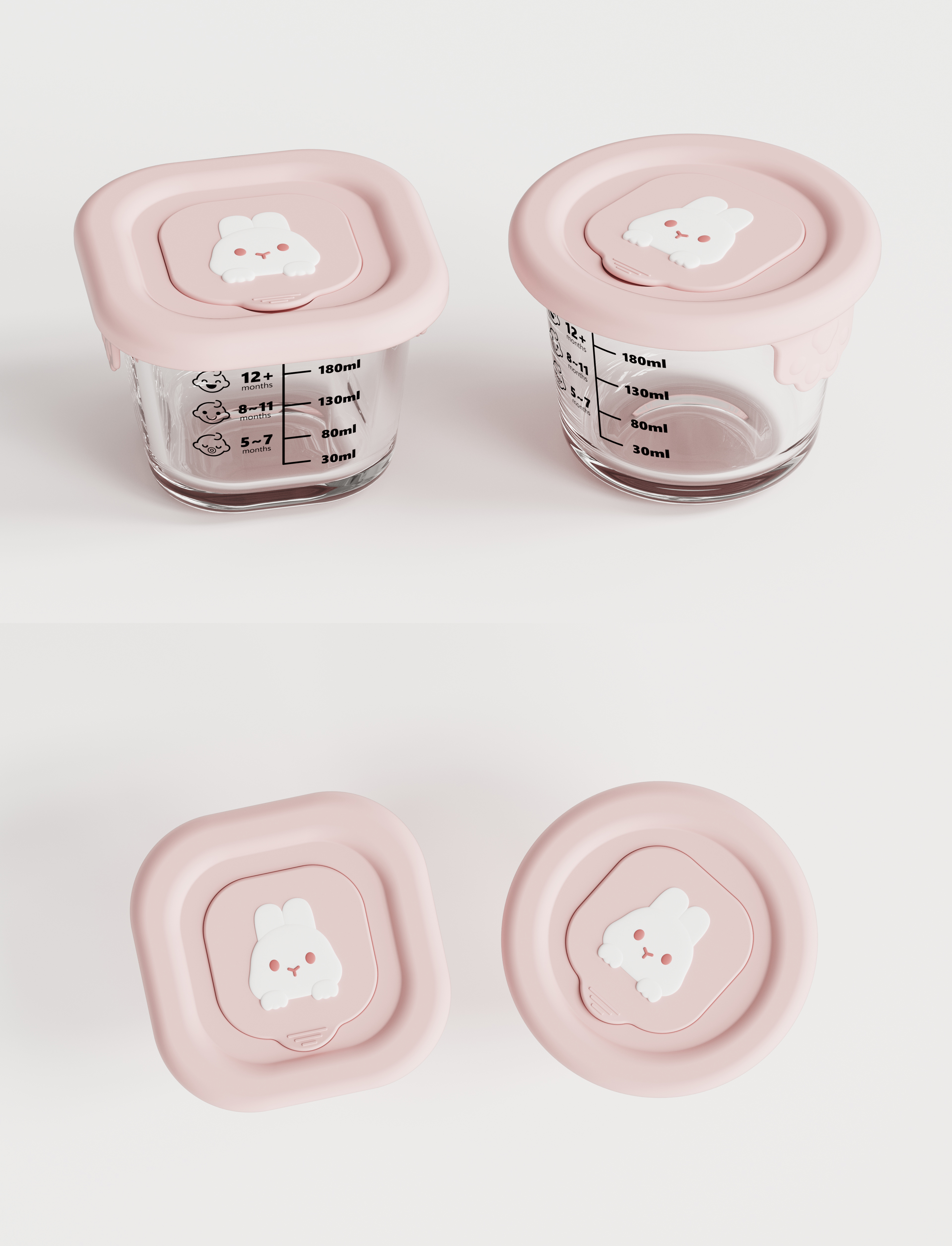 Supplementary food box，lovely，Glass food supplement box，Cartoon，