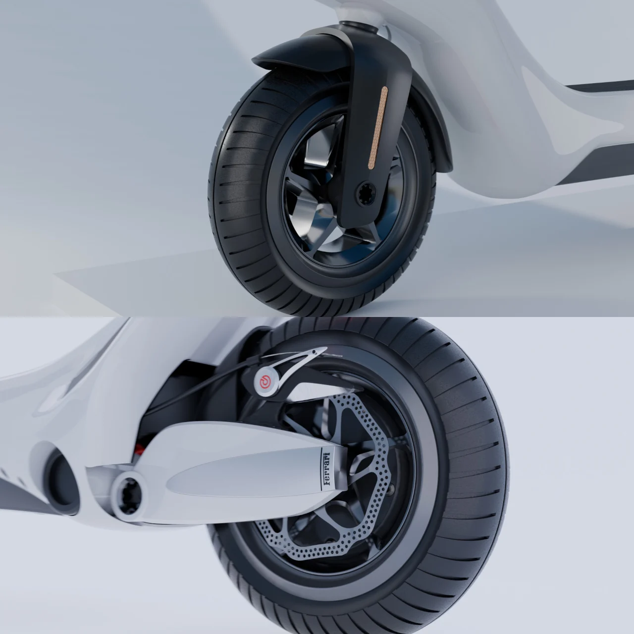 E-Scooter，Ferrari style，Electric scooter，Seamless Shell，Sculpture Body，