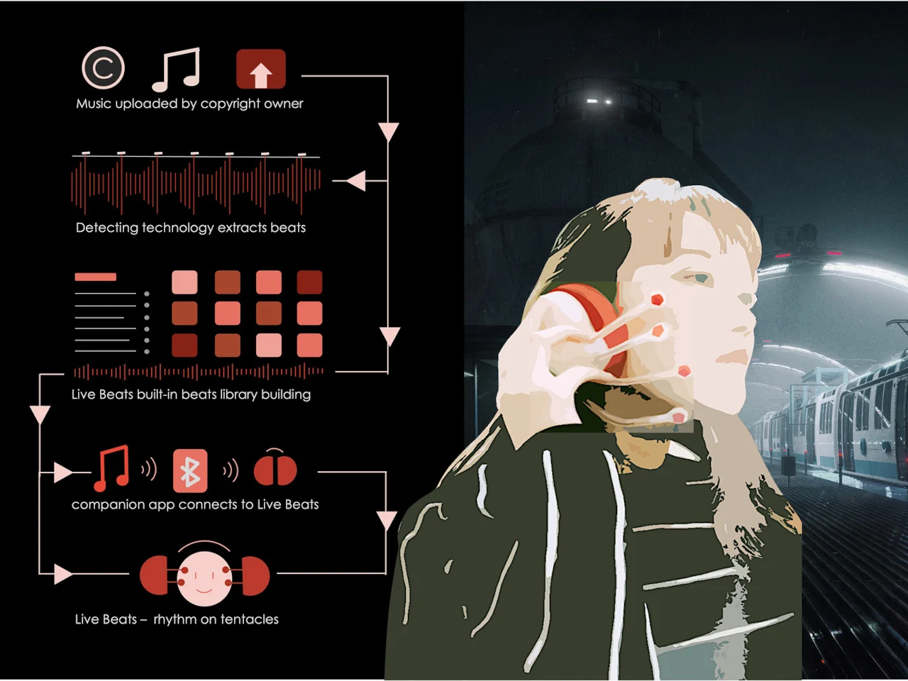 Live Beats，Haji Yang，Touch Headset，wearable devices ，Octopus inspiration，