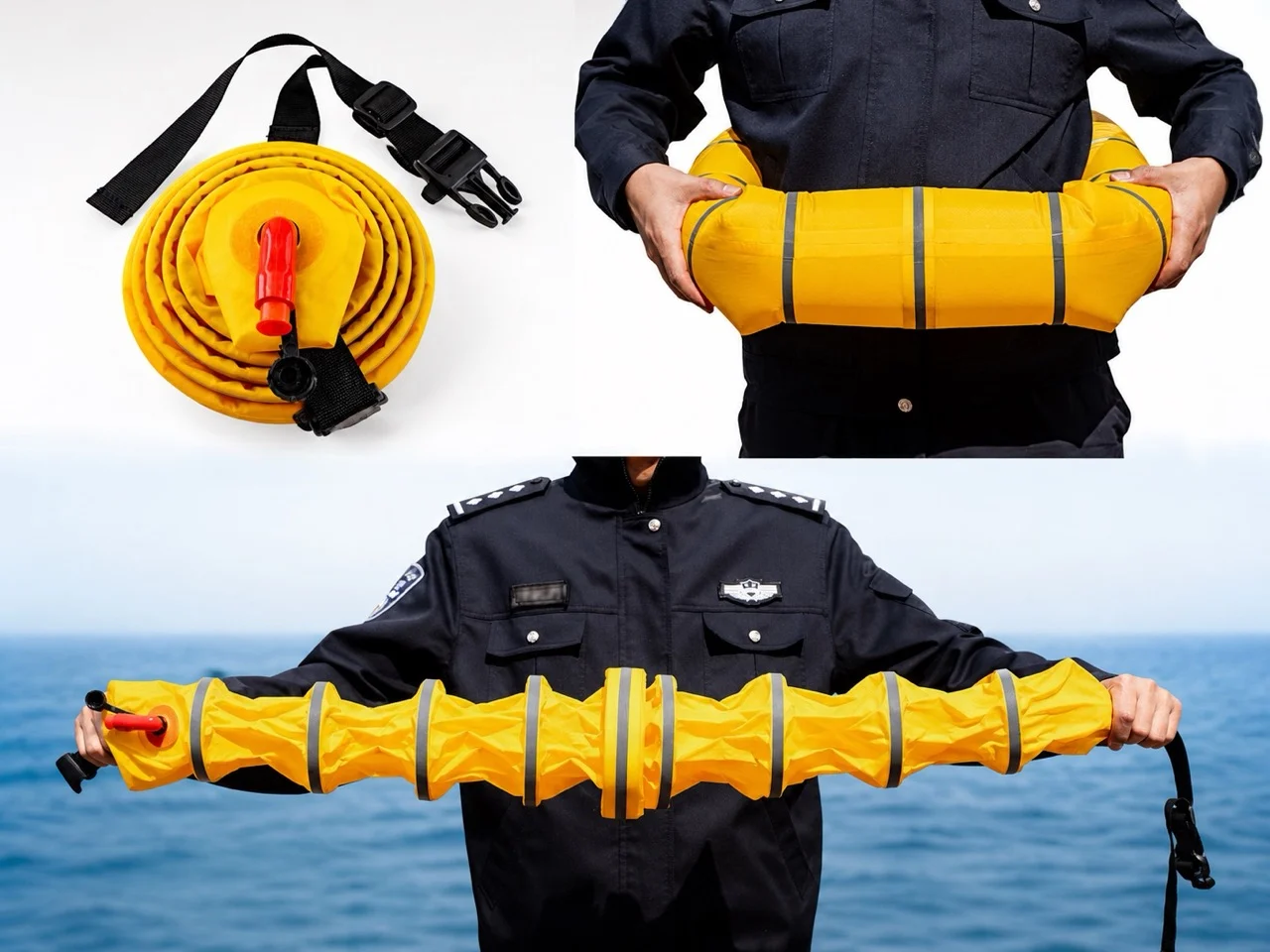 Manual pump inflation，Reflective silver tape，Life-saving device，sectional buoyancy chamber，Ark Hero No.1，