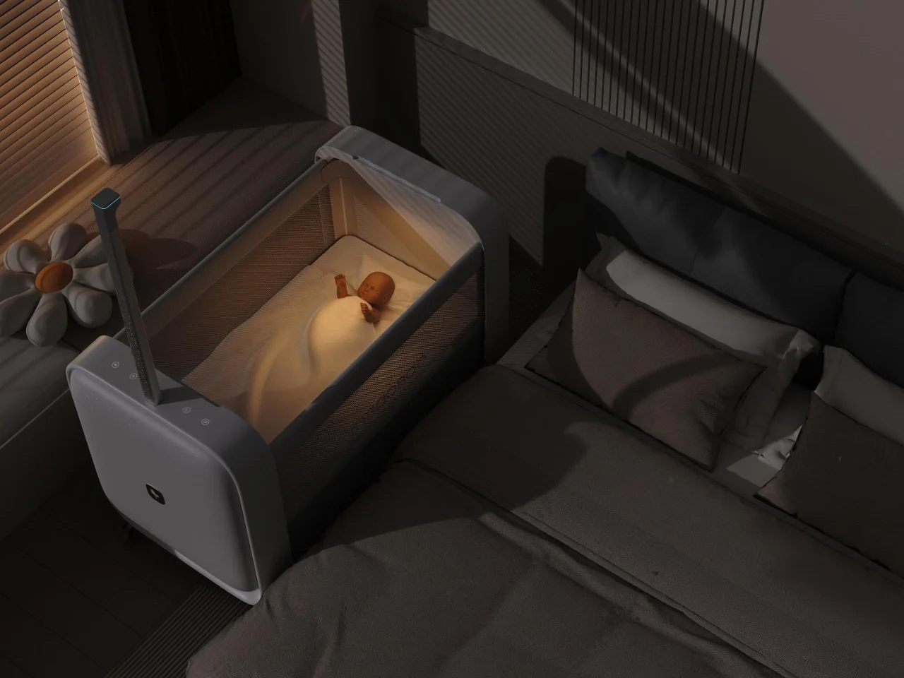 Monai Sleepod，Smart crib，negative ion purification，Kaiwang，One click folding，