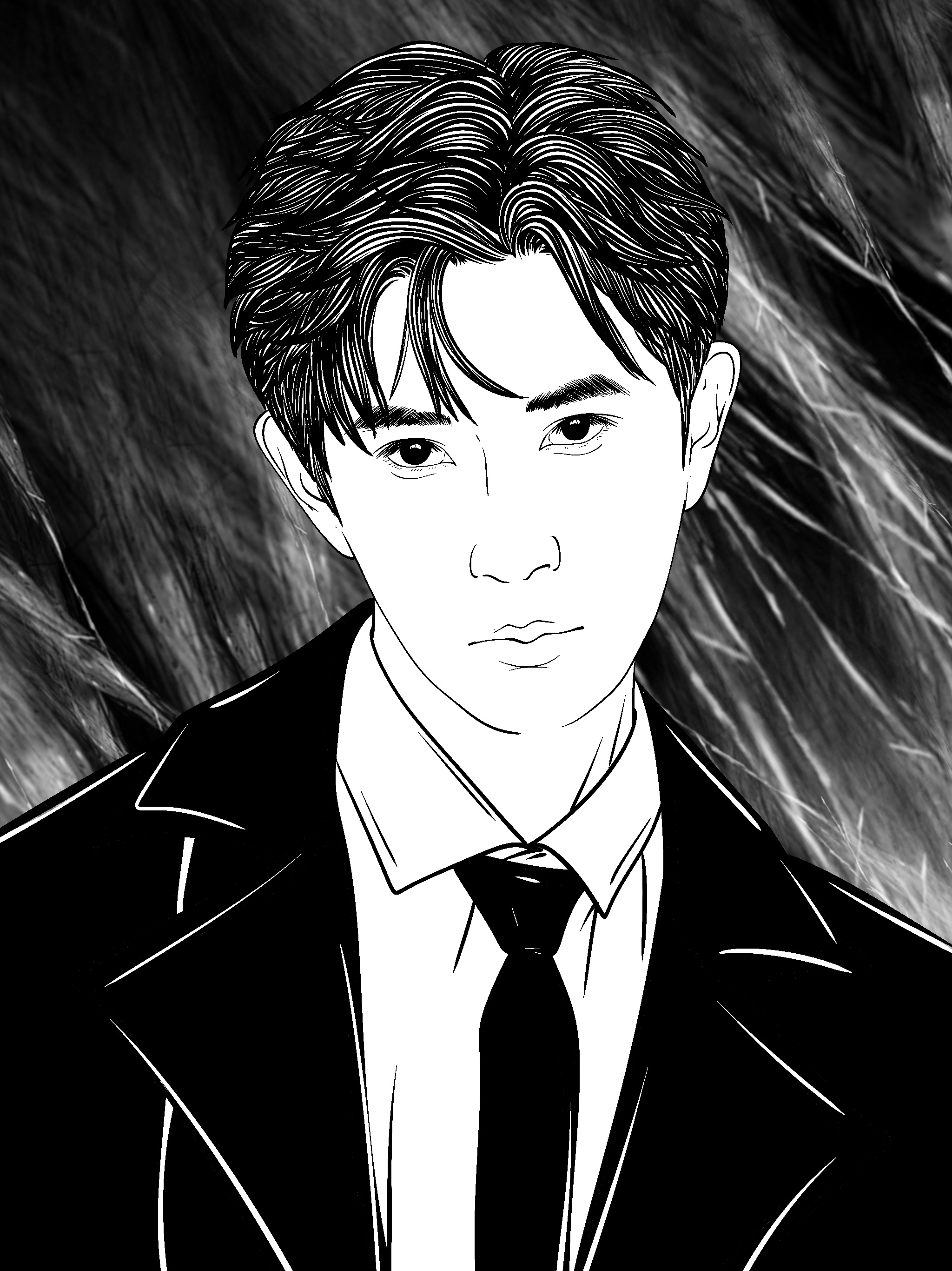black and white，painting，Procreate，