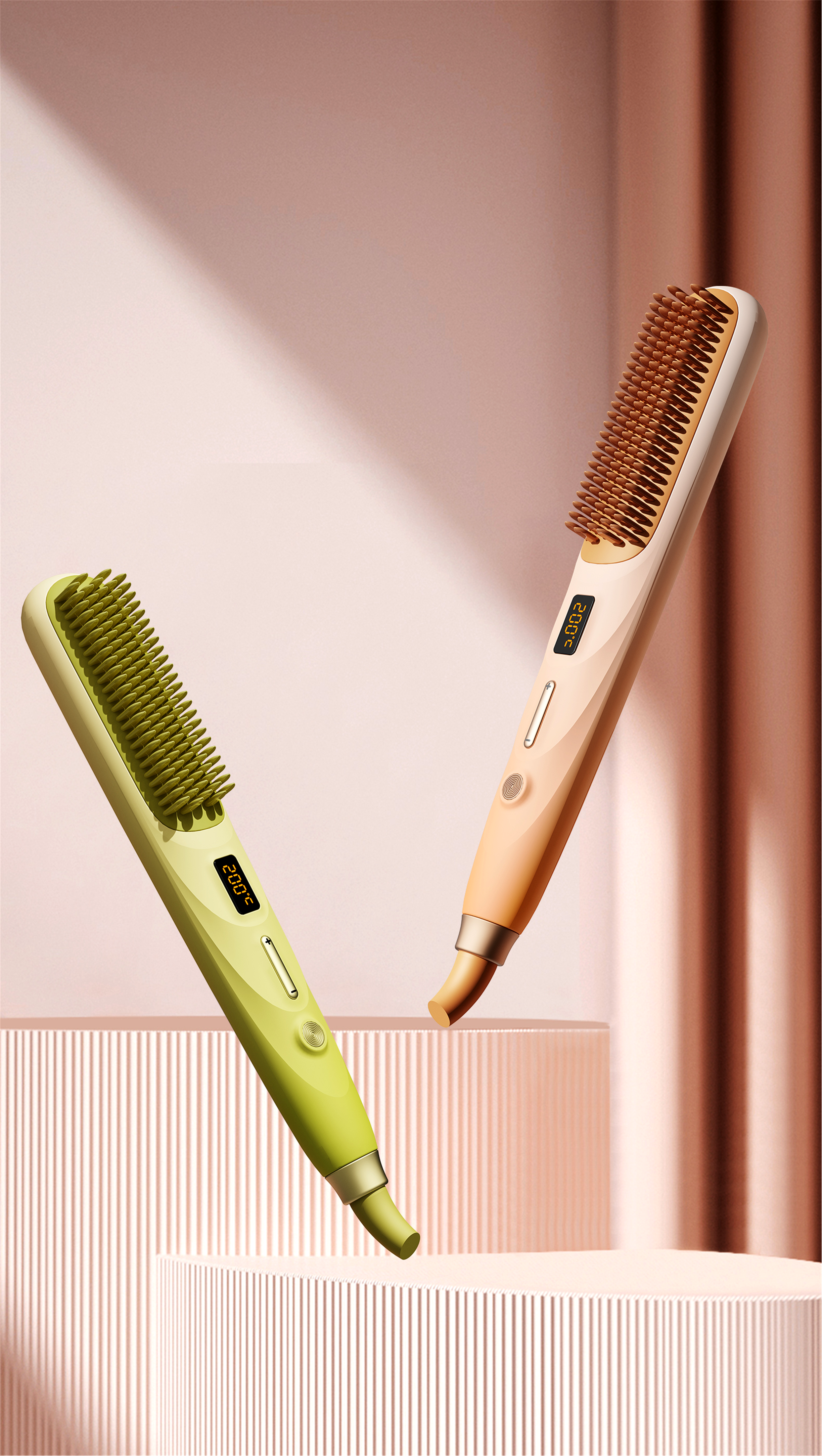 Personal care products，Straight hair comb，steam，Gradient，Maiden heart，Vanishing surface，With water tank，Macarone color system，