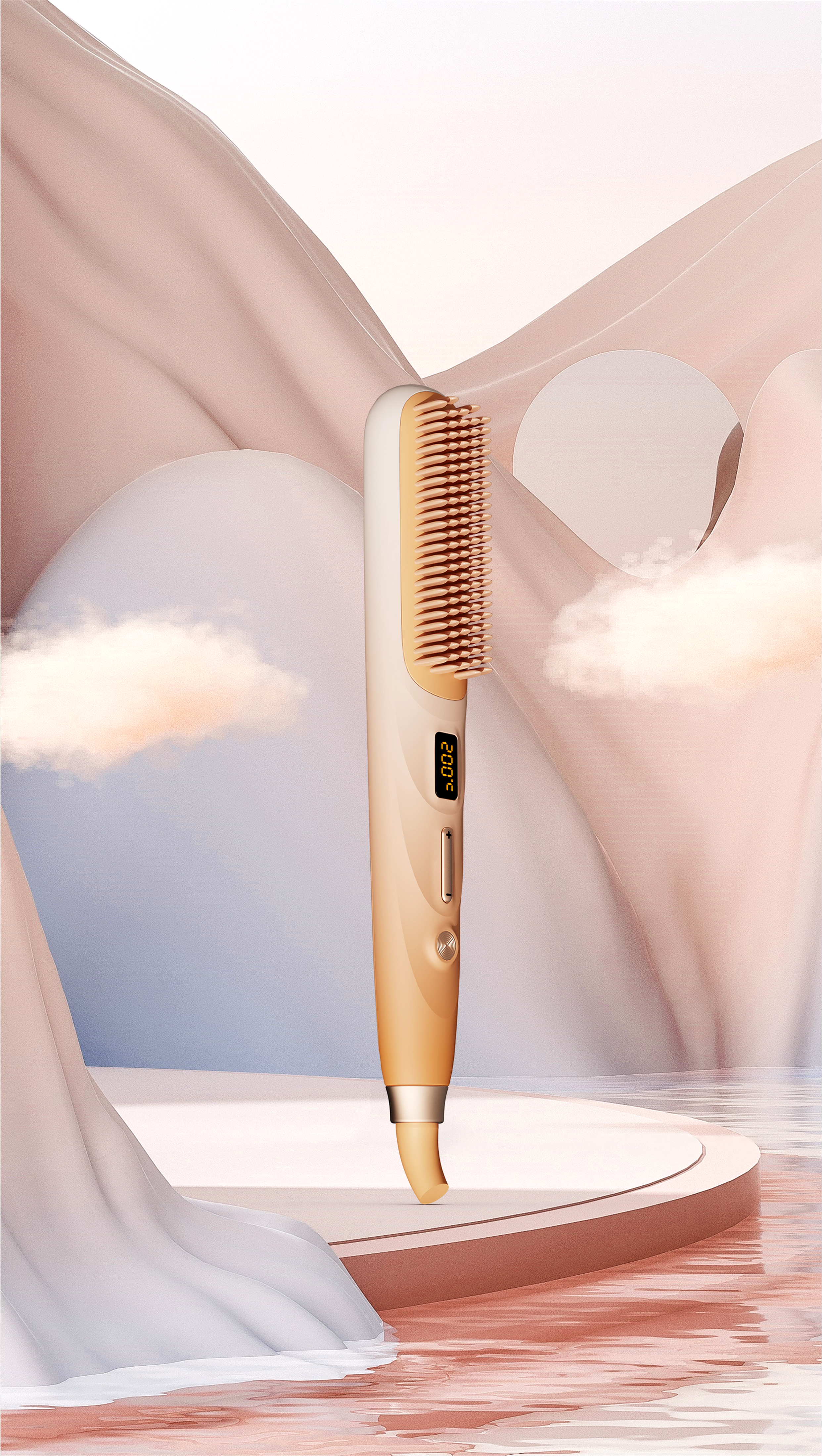 Personal care products，Straight hair comb，steam，Gradient，Maiden heart，Vanishing surface，With water tank，Macarone color system，