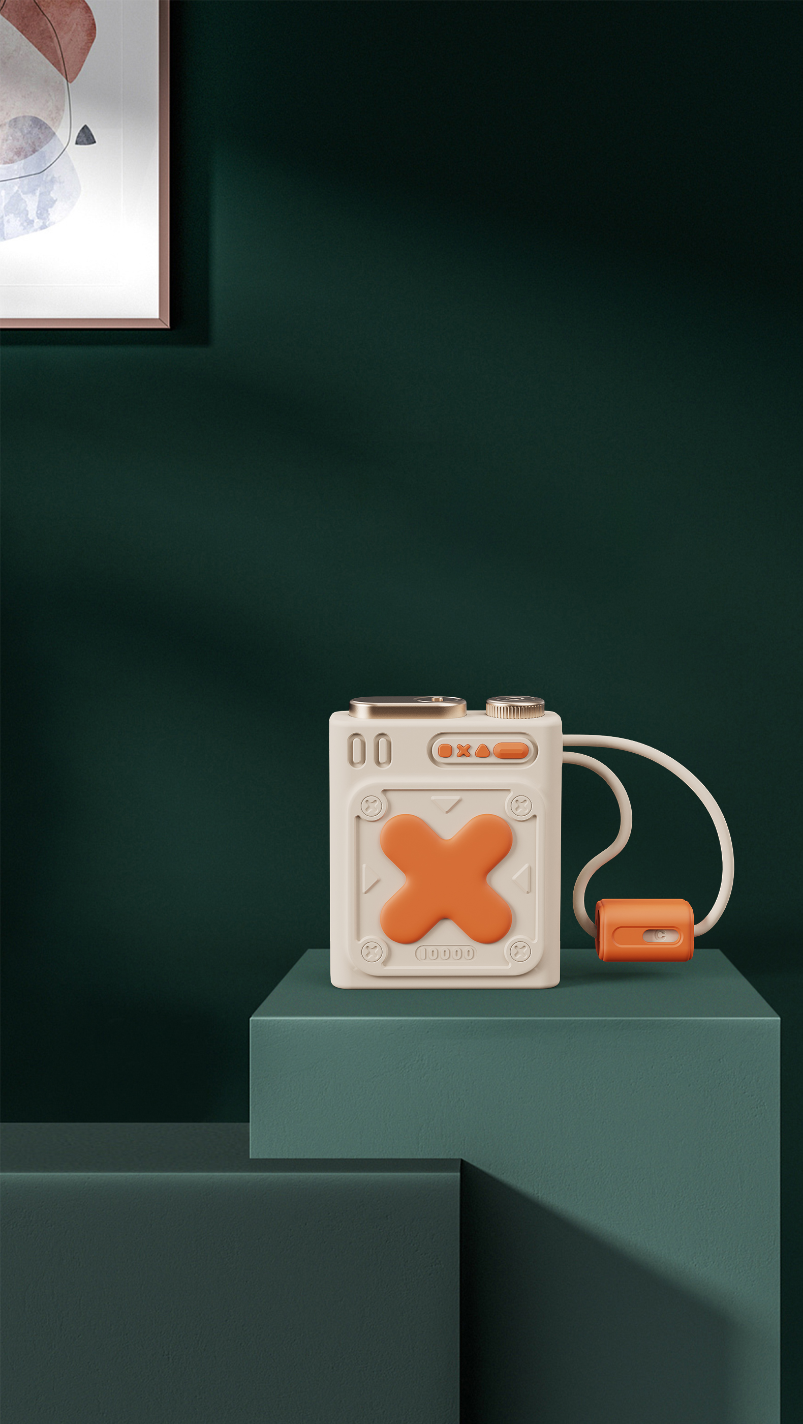 Mini charging treasure，Own line，10000 mA，Color contrast，Light luxury，electroplate，