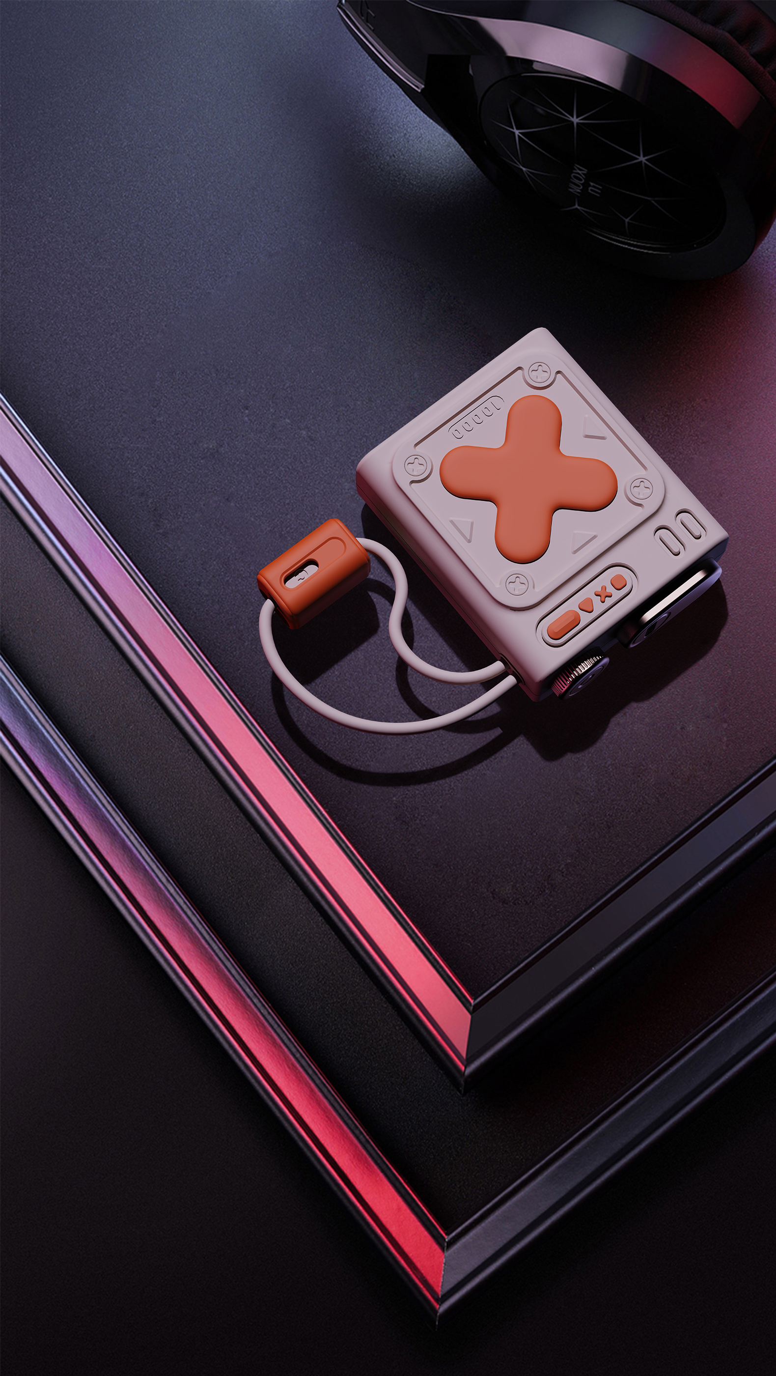 Mini charging treasure，Own line，10000 mA，Color contrast，Light luxury，electroplate，