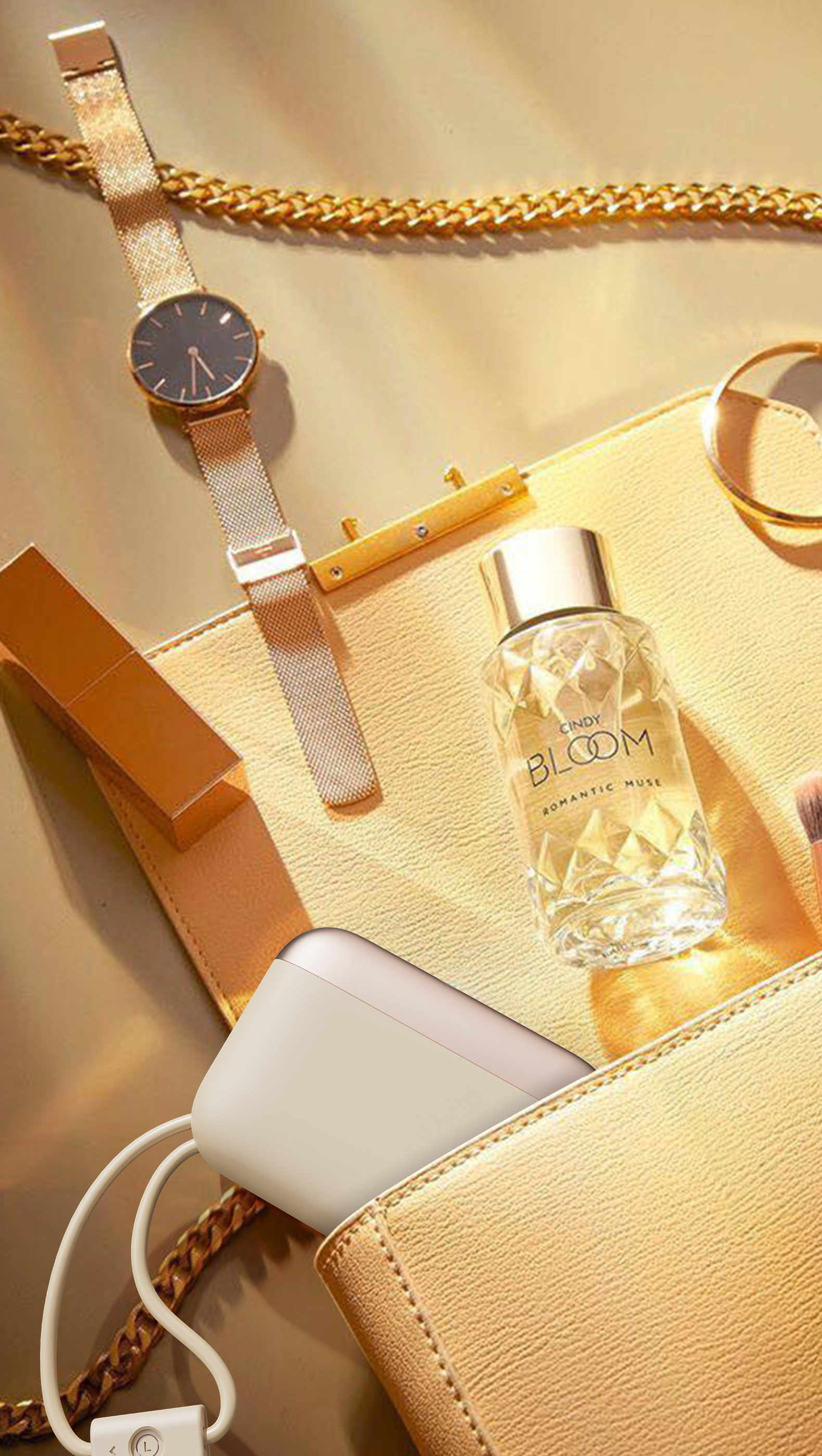 Mini charging treasure，Own line，cobblestone，Light luxury，portable source，Women's Market，Portable，