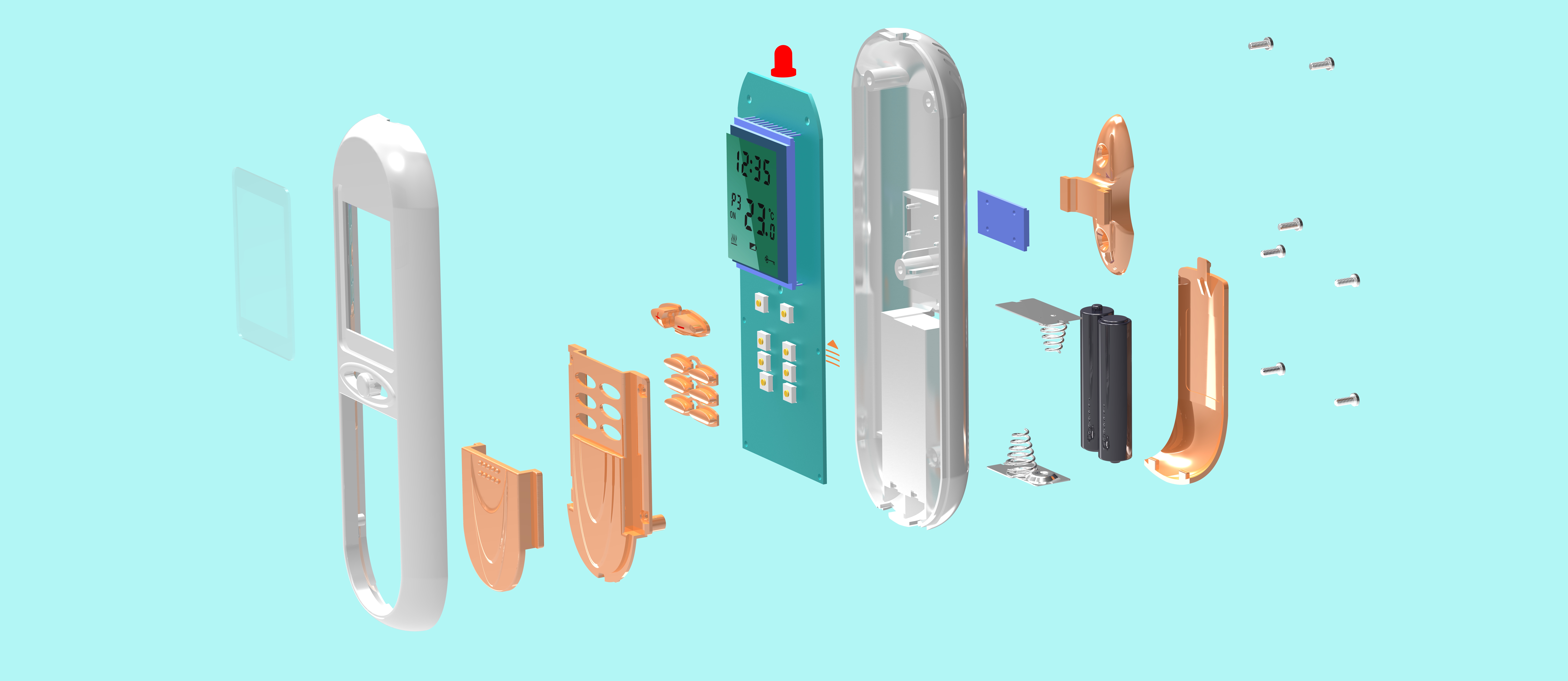 Structural design，Appearance design，thermostat，ID design，Render，Product rendering，Remote control，industrial design，