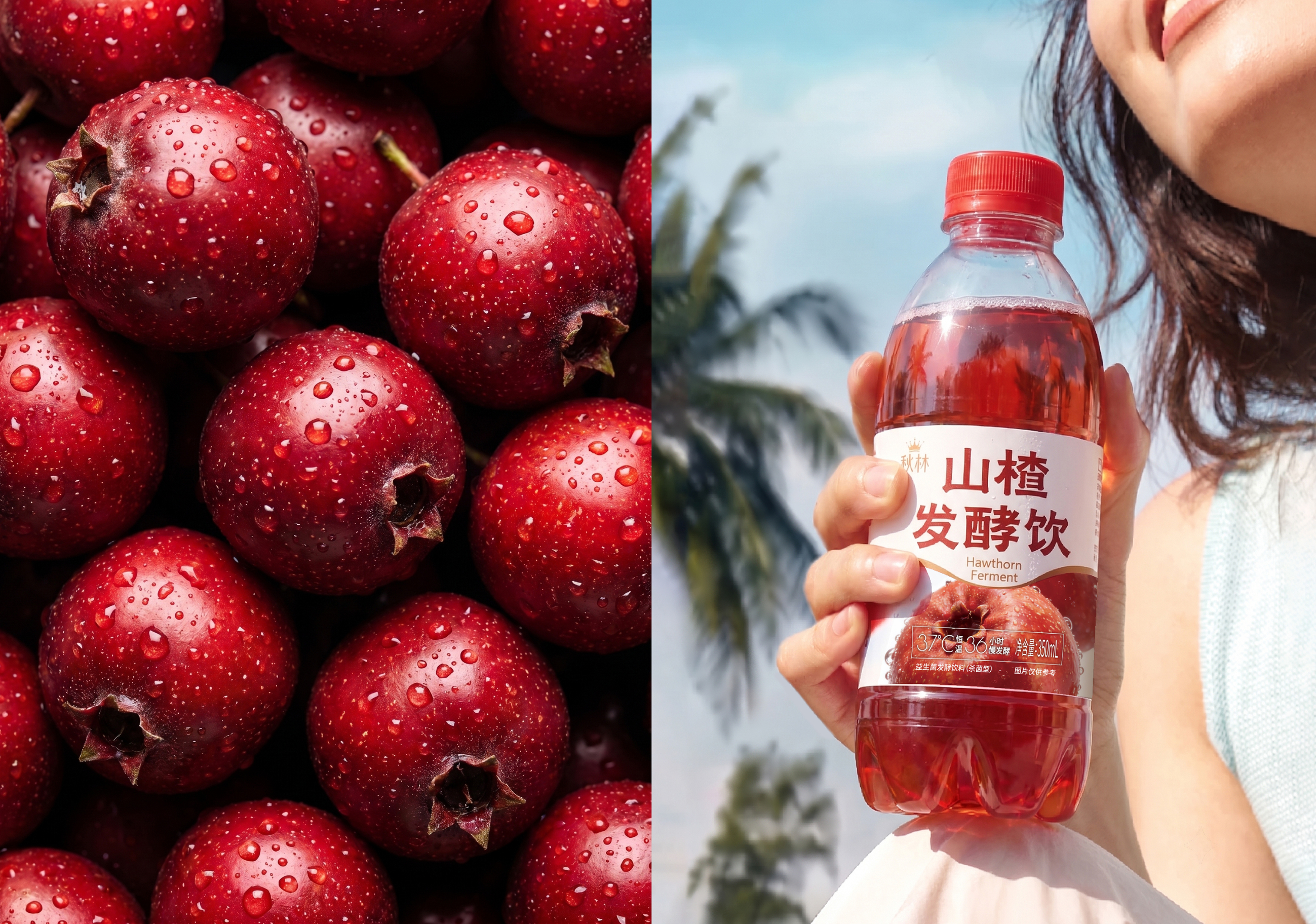 Qiulin Guvas，packing design，drink，Hawthorn，gules，Qiulin，