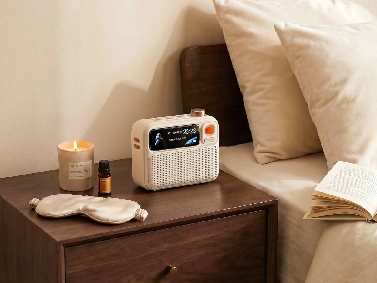 Three in one，Bedside equipment，Bluetooth Speaker ，Progressive Photoacoustic Wake，Built-in white noise，