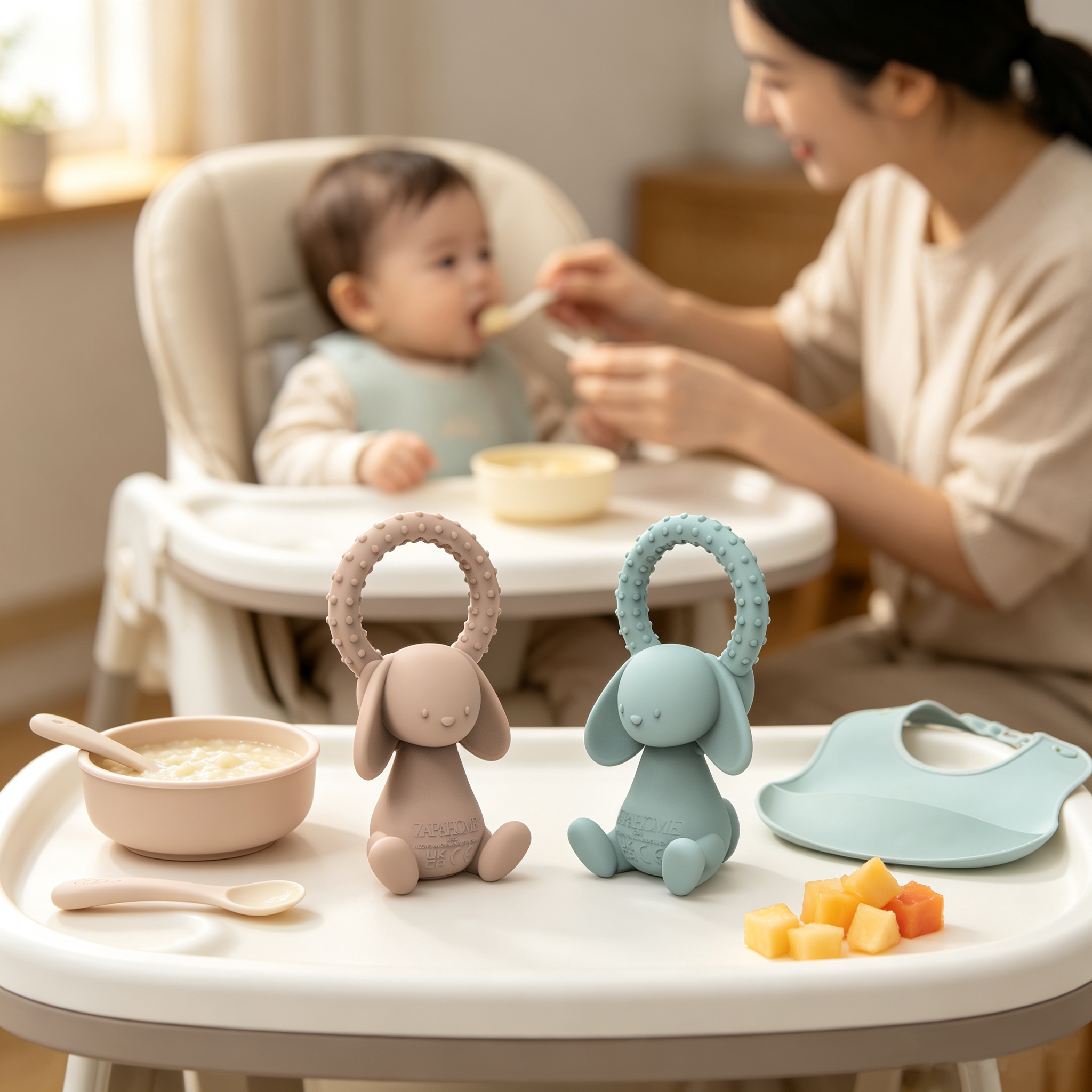 Close，zarahome，Dental gum，Lop-eared rabbit，Mother and baby，