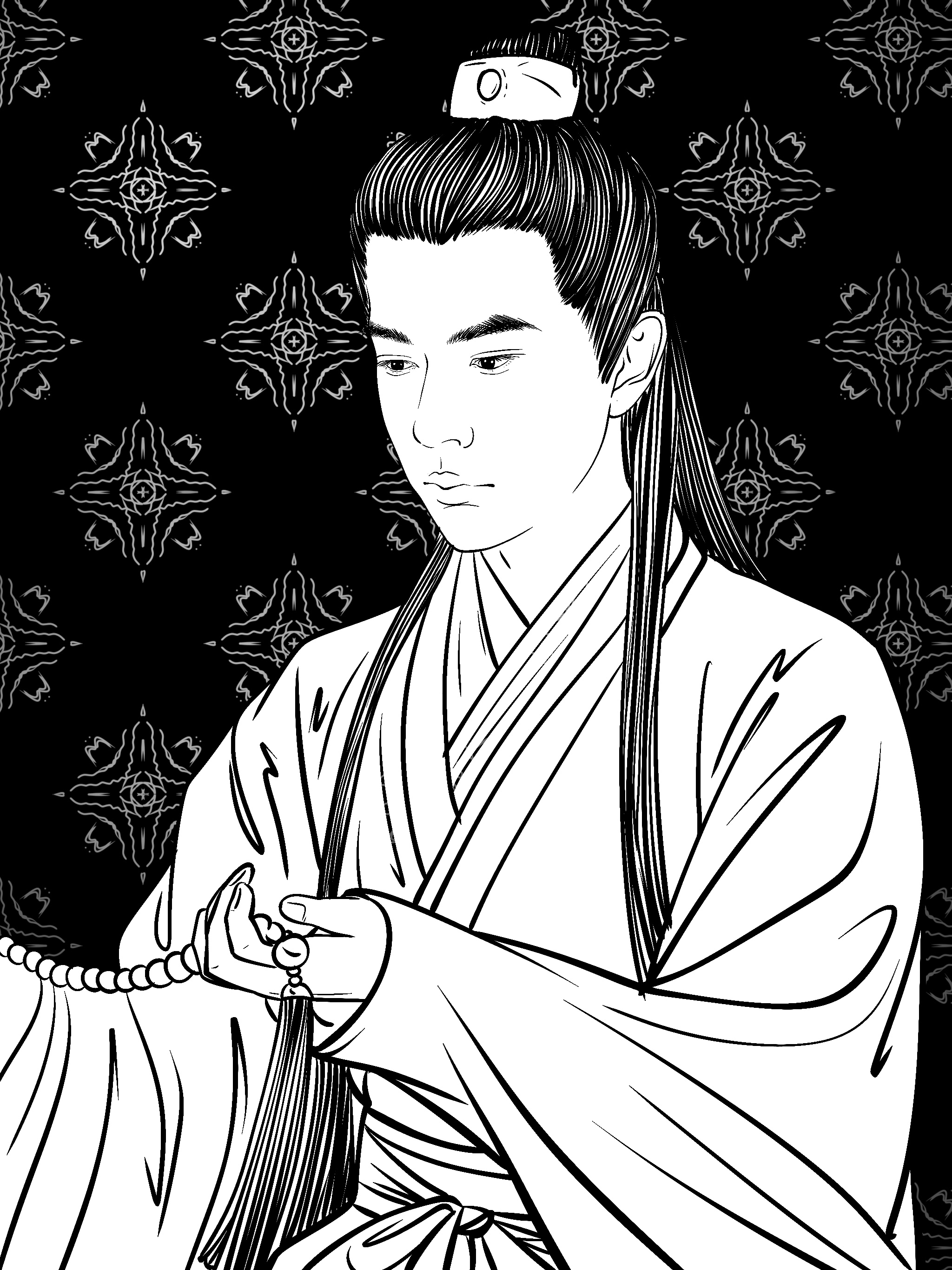 black and white，painting，