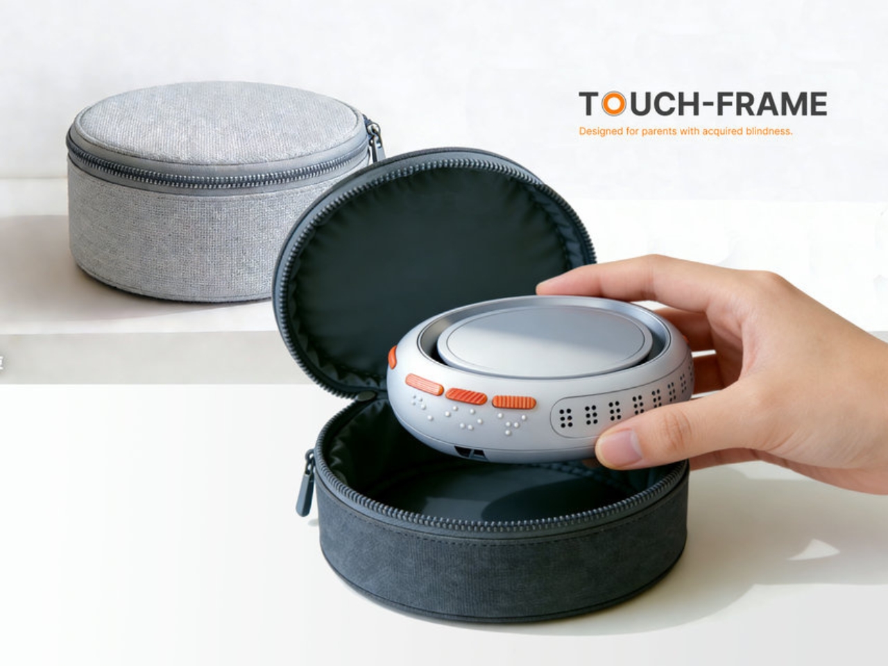 Touch-frame，Photo frame，Independent navigation groove，dynamic tactile lattice，